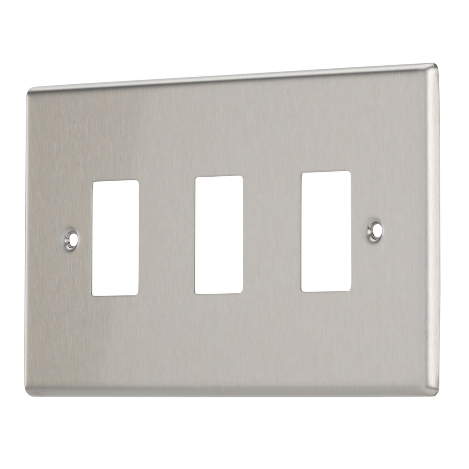 Contactum iConic 3-Module Grid Faceplate Brushed Steel (875RR)