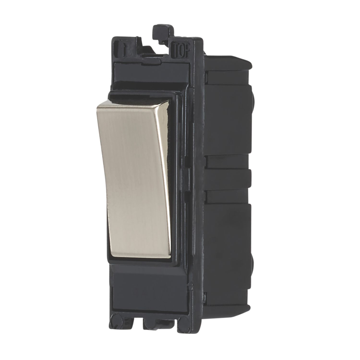 Contactum 10AX Modular Intermediate Switch Brushed Steel with Black Inserts (878RV)