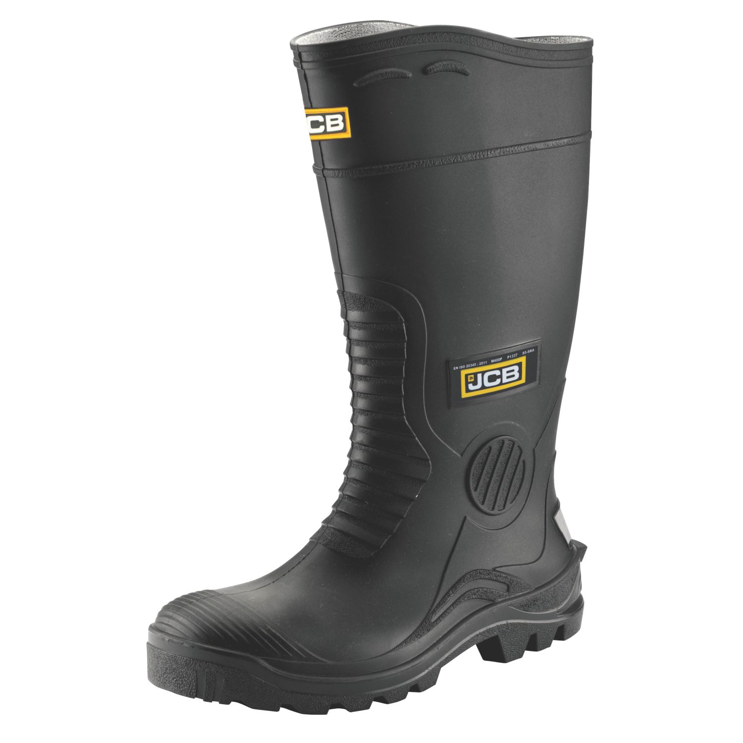 JCB Hydromaster Size 7 Black Steel Toe Cap Safety Wellies (8792F)