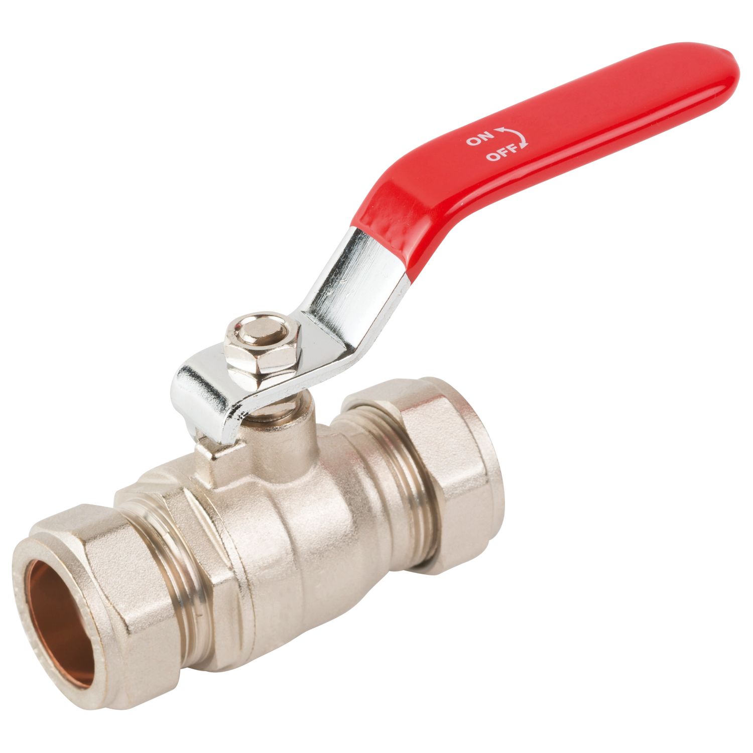 Midbrass Compression Full Bore 3/4" Lever Ball Valve with Blue/Red Handles (879HK)