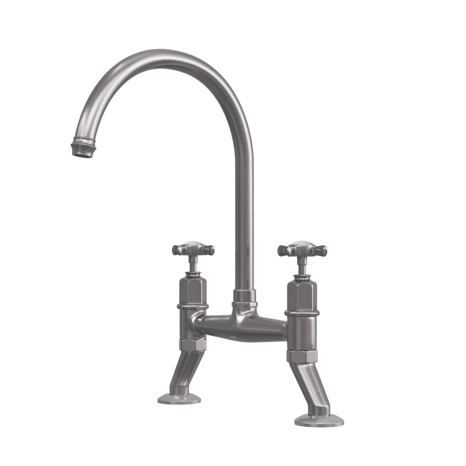 ETAL Alton Deck Mounted Cross Head Bridge Mixer Pewter (879JL)