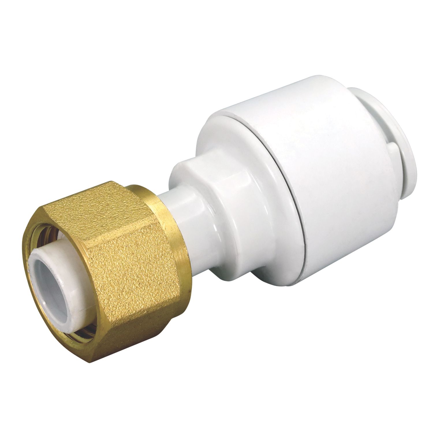FloPlast FloFit+ Plastic Push-Fit Straight Tap Connector 15mm x 1/2" (879PY)