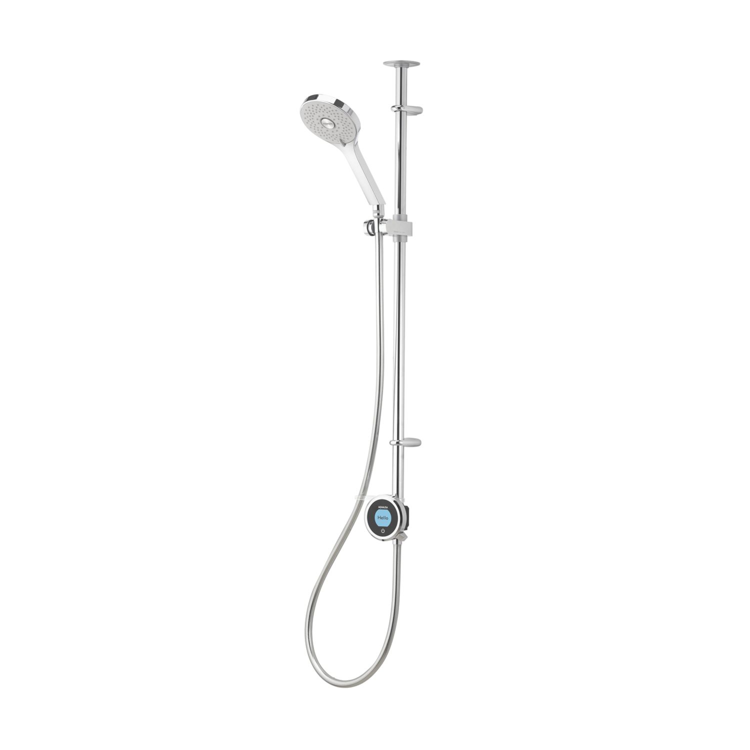 Aqualisa Optic Q Gravity-Pumped Ceiling-Fed Chrome Thermostatic Single Outlet Exposed Smart Shower with Adjustable Head (880AJ)