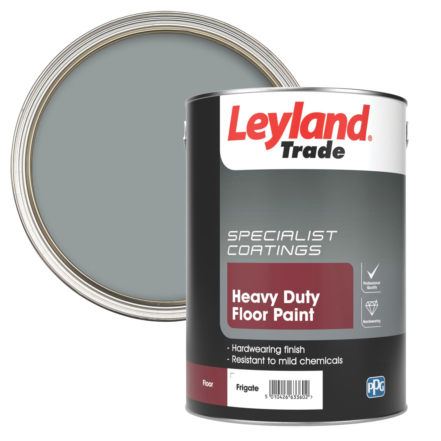 Leyland Trade 5Ltr Frigate Grey Satin Heavy Duty Floor Paint (88106)