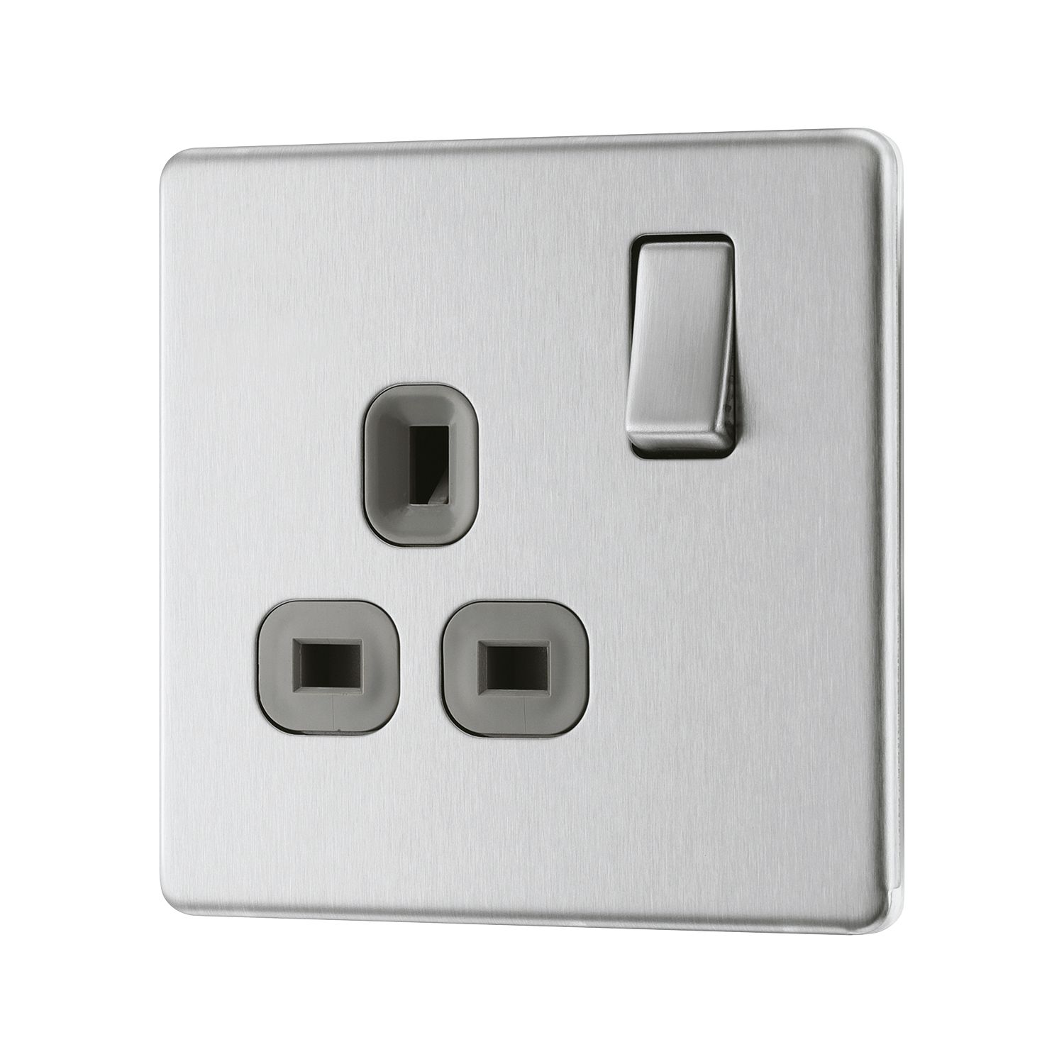 LAP 13A 1-Gang DP Switched Power Socket Brushed Stainless Steel with Graphite Inserts (882KJ)