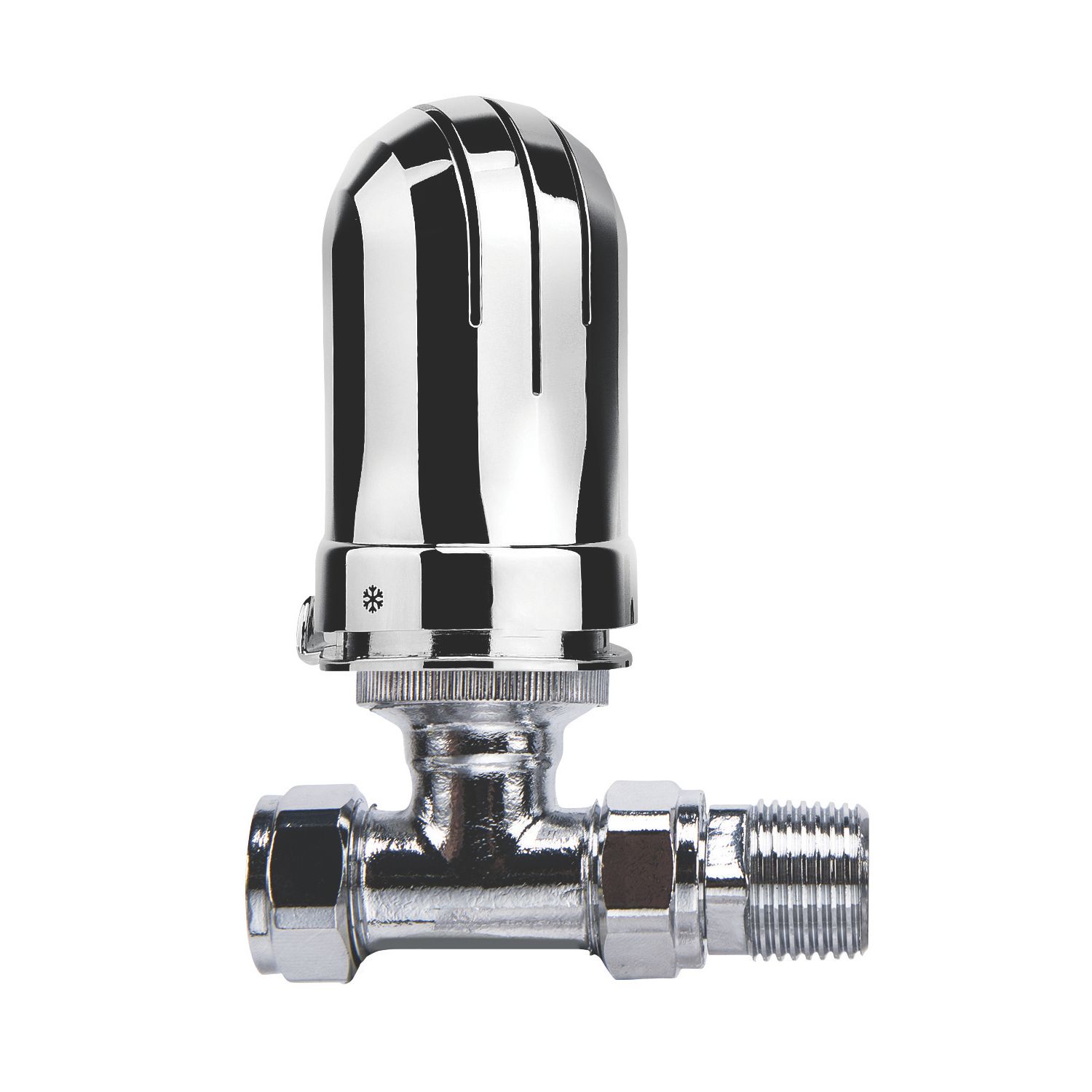 Flomasta 1/2" x 15mm Chrome Straight Modern Thermostatic Radiator Valve Head & Body (883KR)
