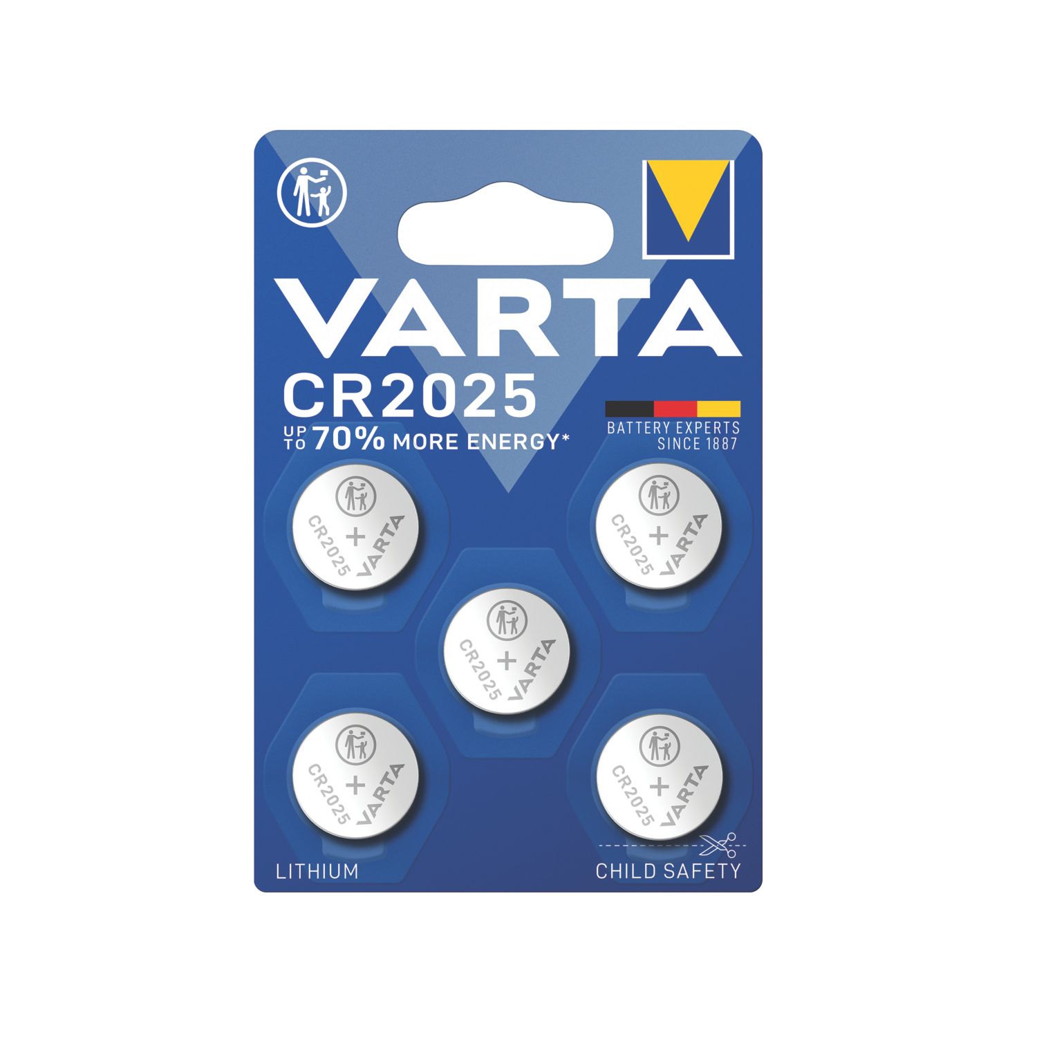 Varta CR2025 3V Coin Cell Lithium Batteries 5 Pack (884AV)
