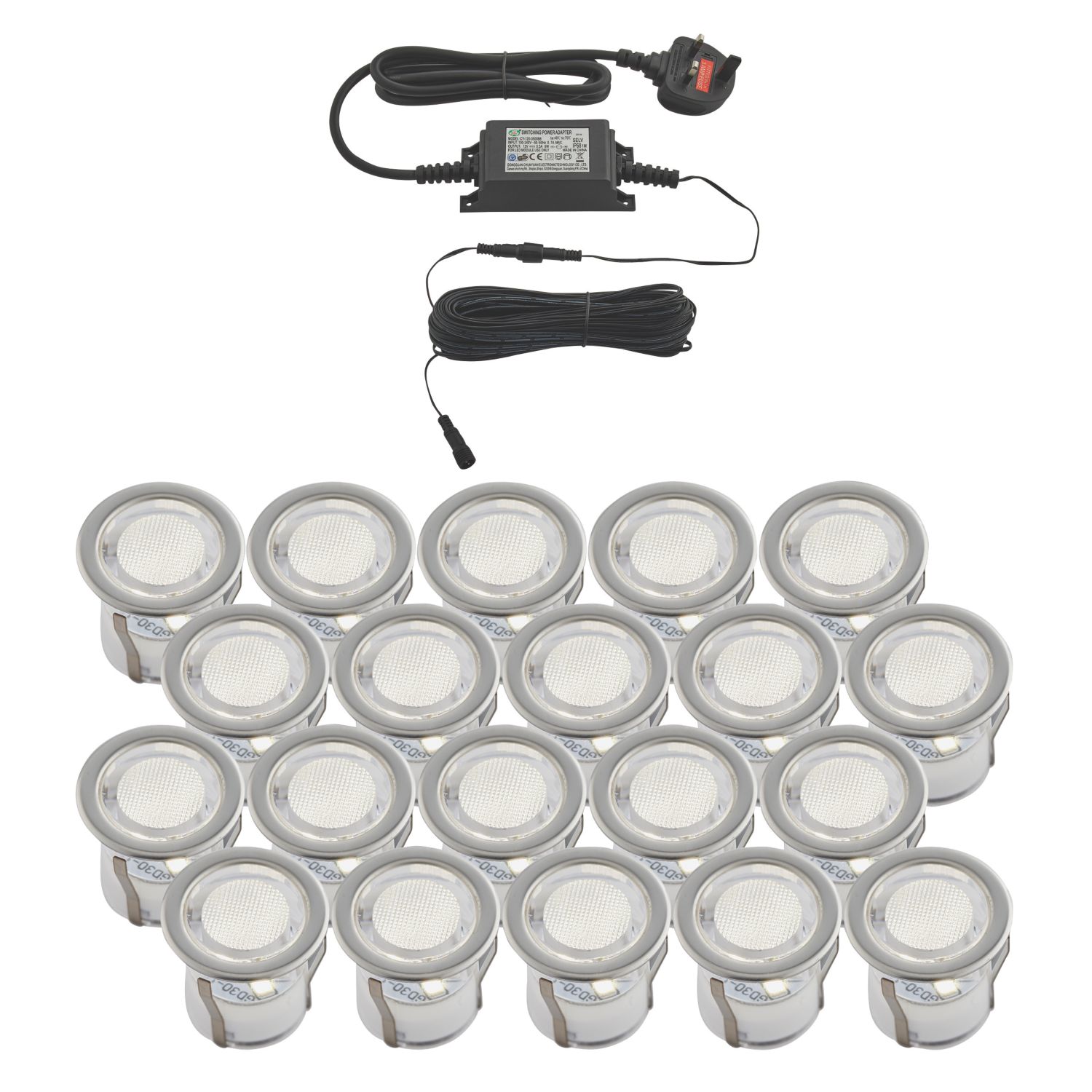 LAP Coldstrip 30mm Outdoor Round LED Recessed Deck Light Kit White 10W 20 x 19.5lm 20 Pack (884KJ)