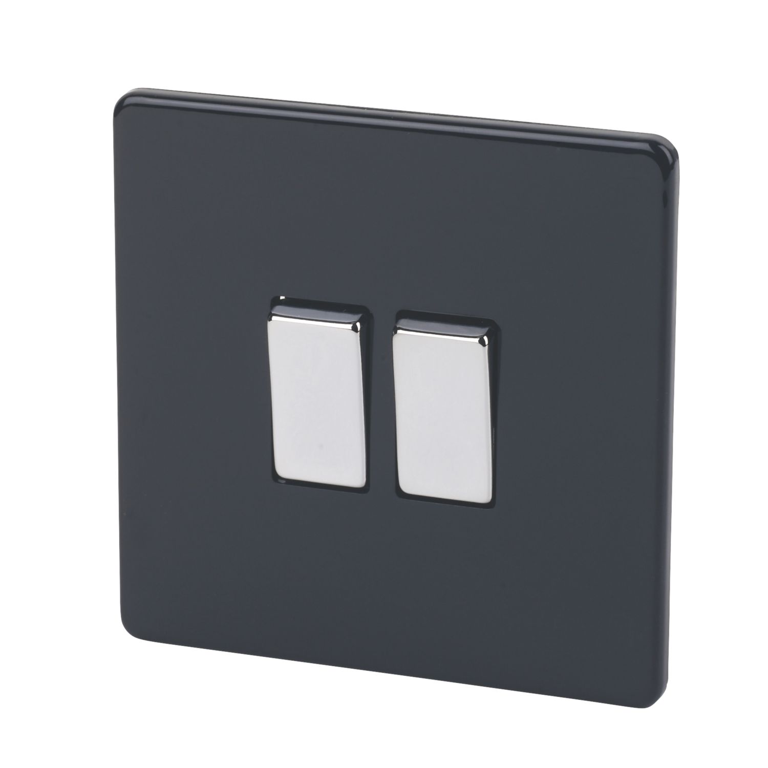Varilight 10AX 2-Gang 2-Way Light Switch Jet Black (88641)
