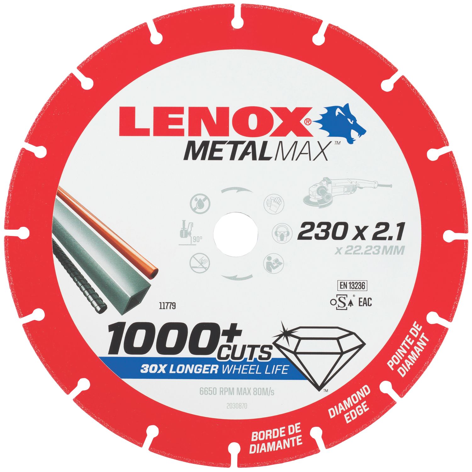 Lenox Metalmax Metal Diamond Cutting Disc 230mm x 22.2mm (886HY)