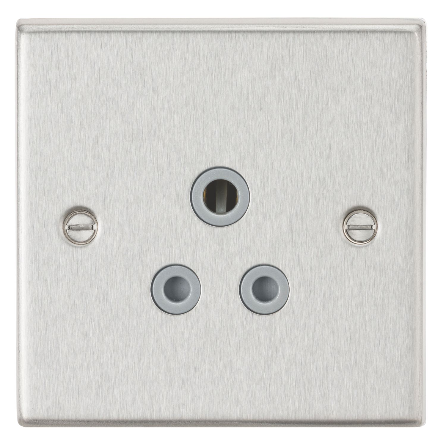Knightsbridge 5A 1-Gang Unswitched Socket Brushed Chrome with Colour-Matched Inserts (886TY)