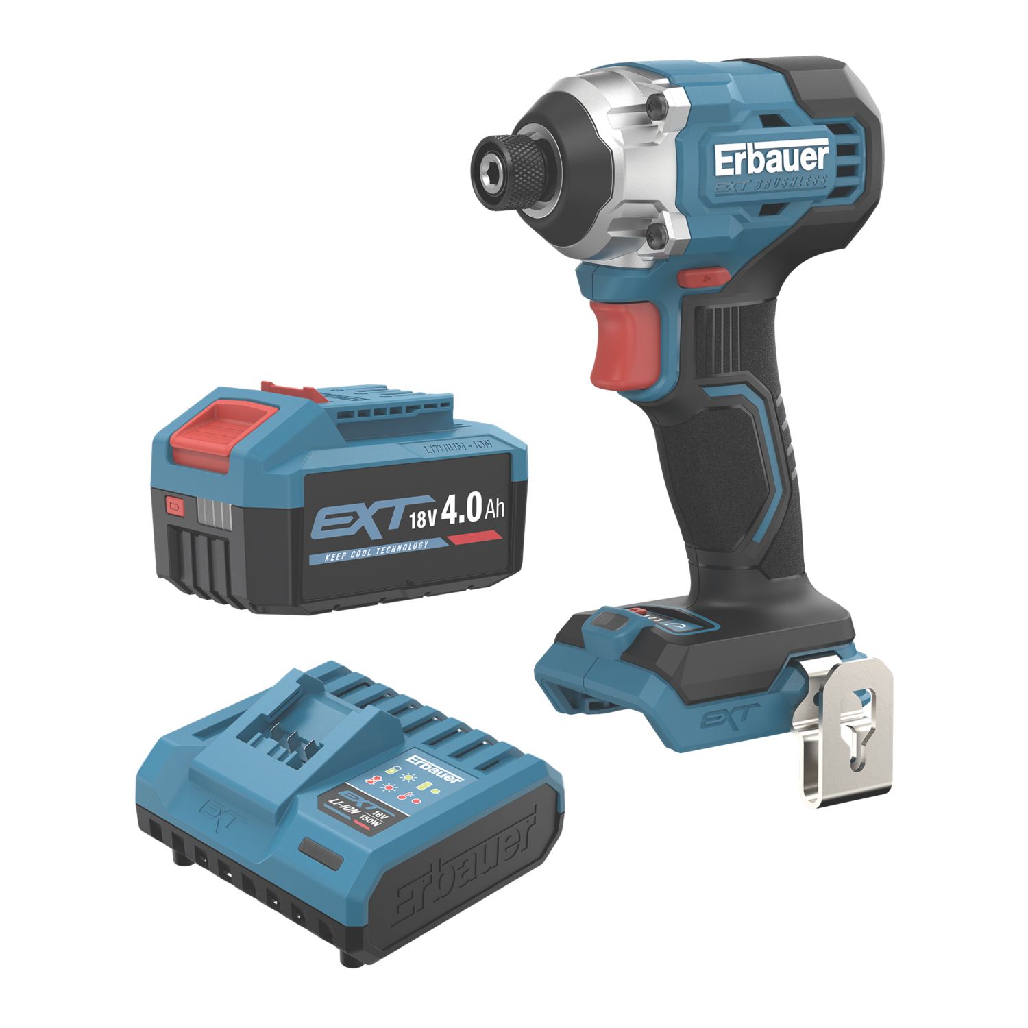Erbauer ERI1093IPD 18V 1 x 4.0Ah Li-Ion EXT Brushless Cordless Impact Driver (887YM)
