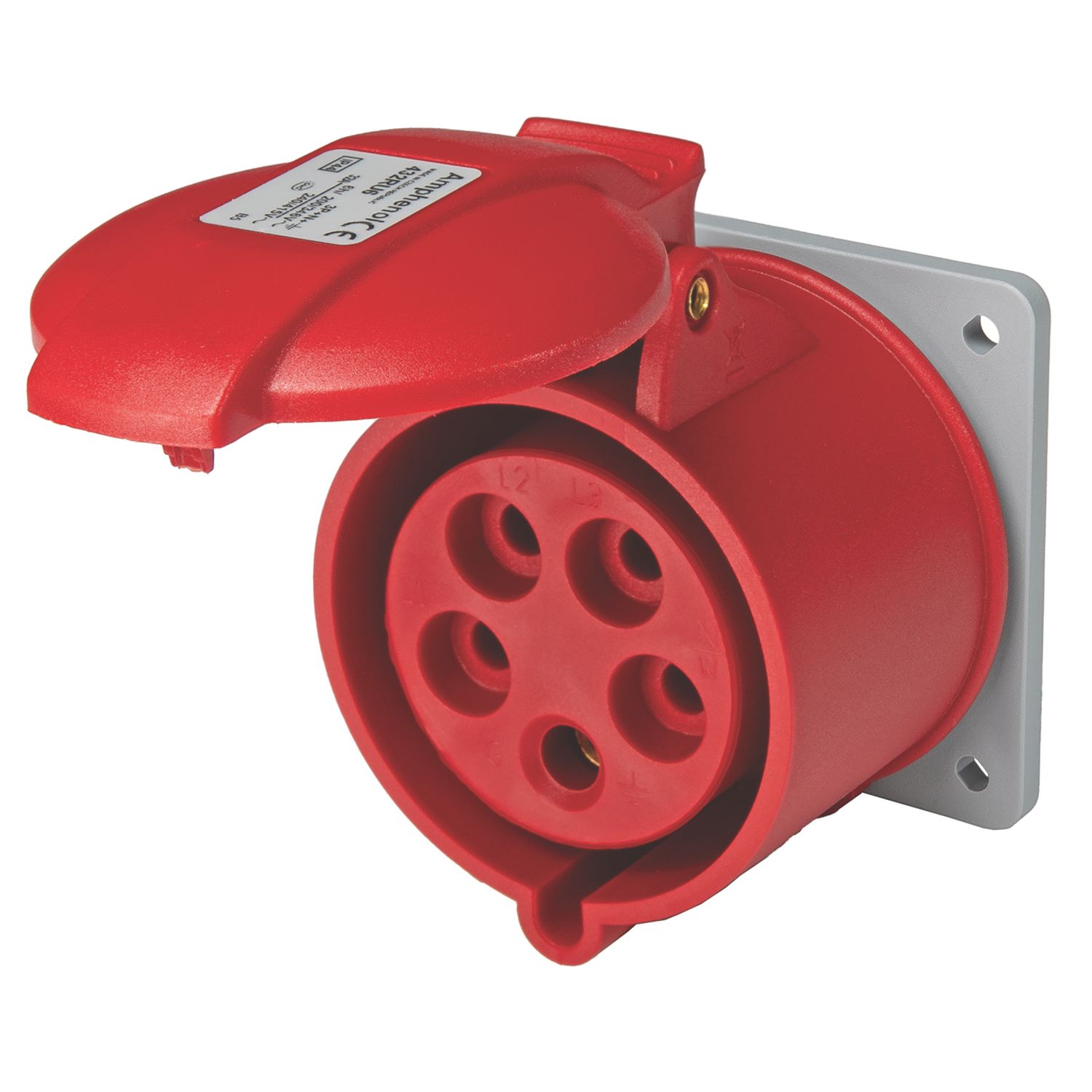 Amphenol 32A 4P+E Panel Socket 415V (8899F)