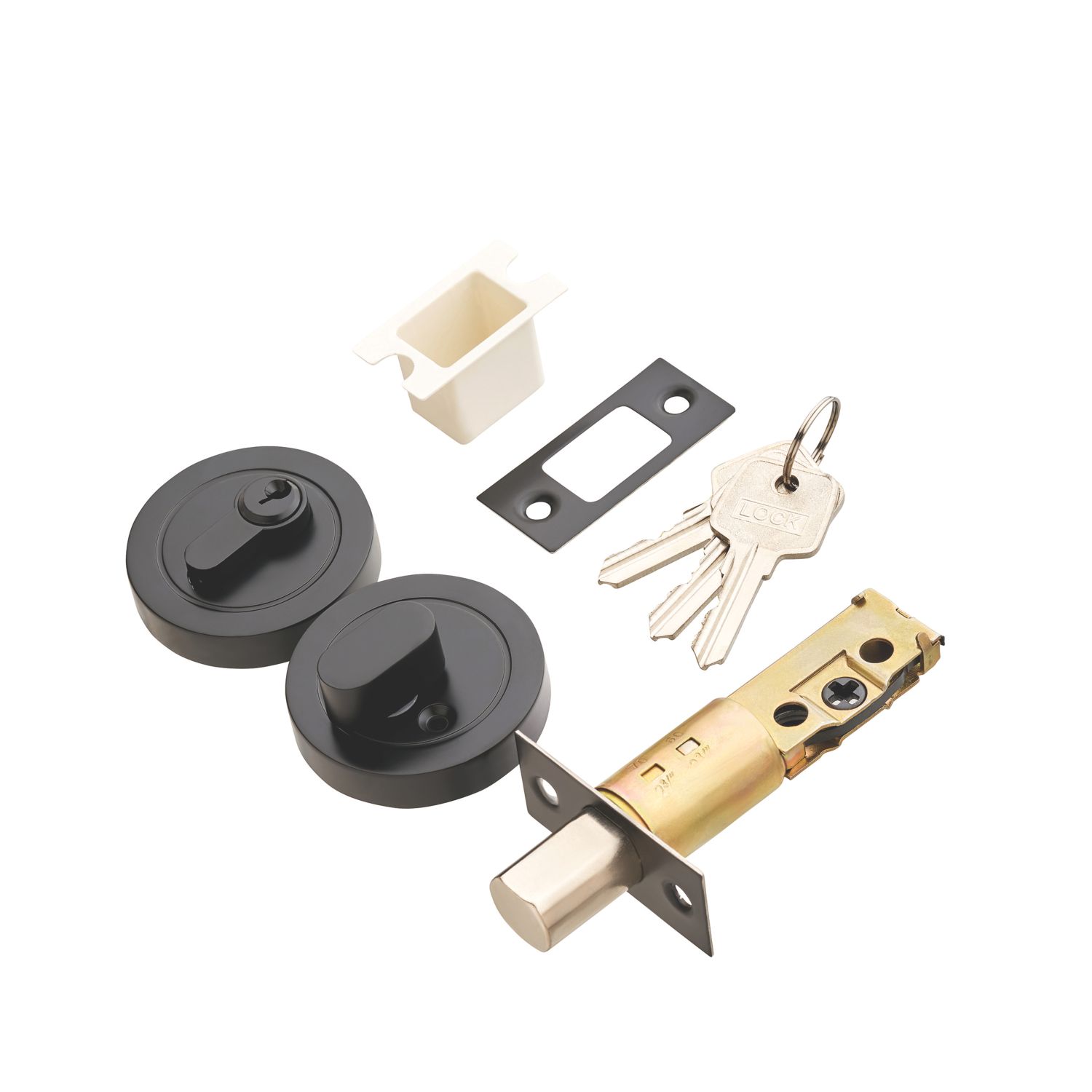 Security Solutions 1 Lever Matt Black Euro Locking Deadbolt Thumbturn Set 82mm Case - 60mm Backset (889KK)