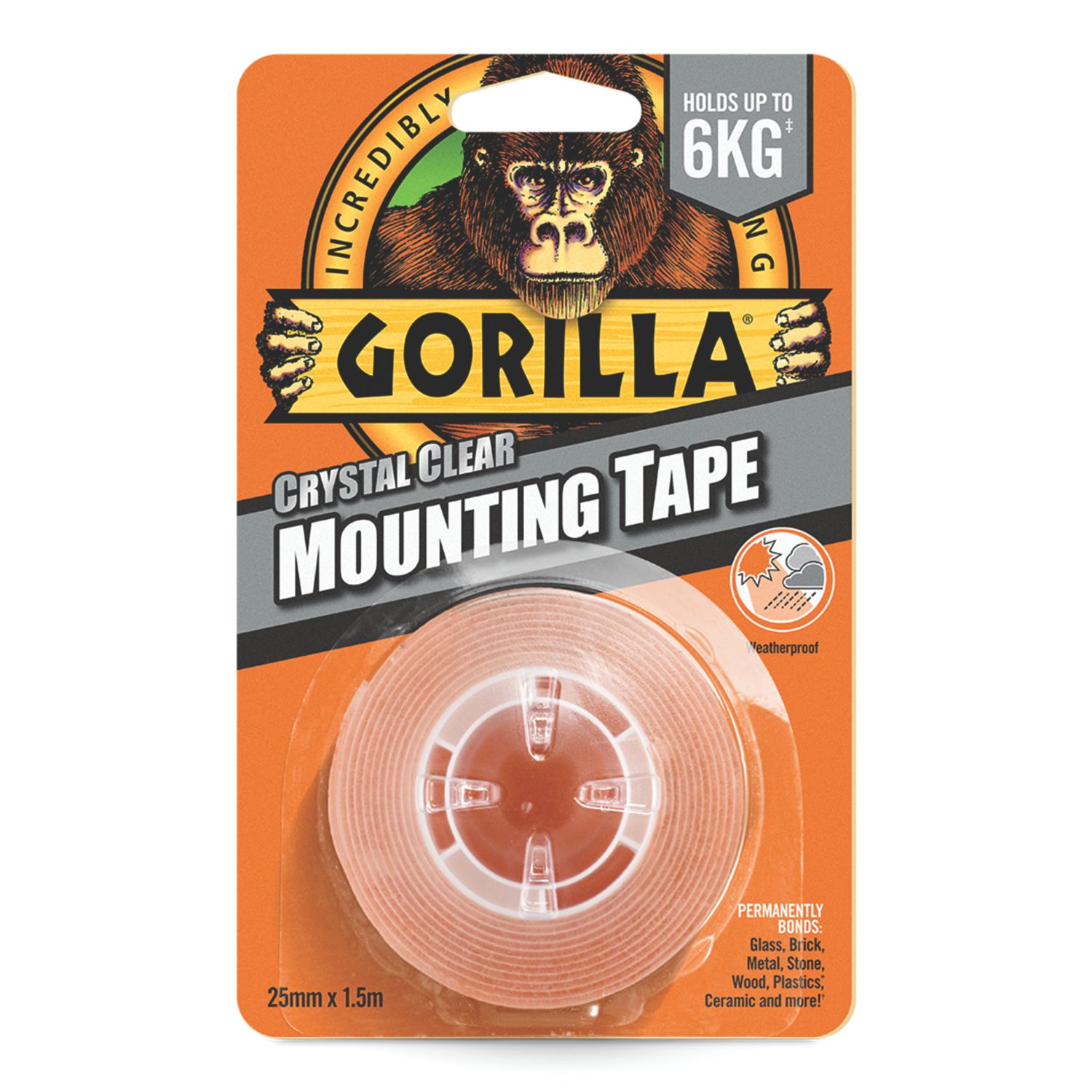 Gorilla Glue Double-Sided Mounting Tape Crystal Clear 1.5m x 25mm (890AJ)