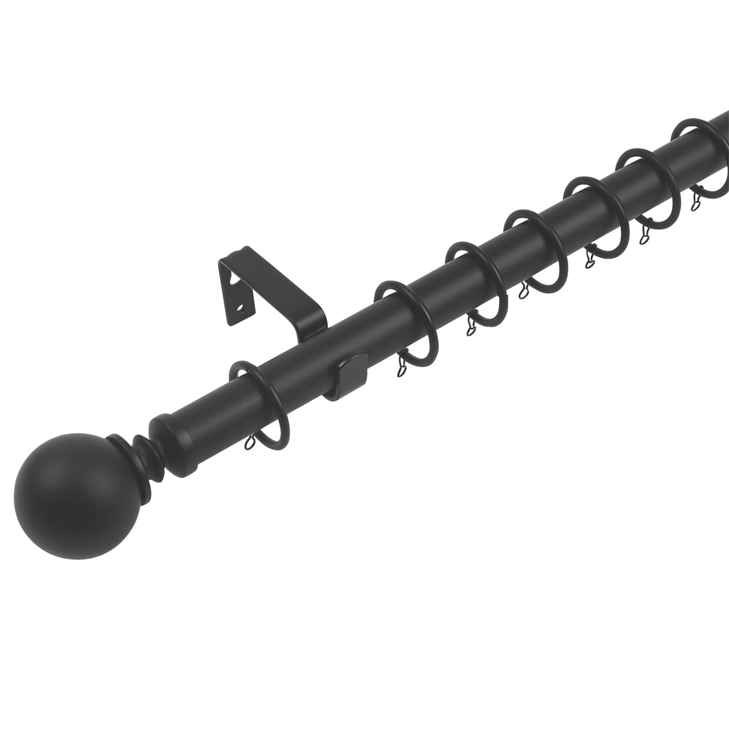 Cooke & Lewis Matt Black Curtain Pole Set 28mm x 1.2 - 2.1m (890JE)