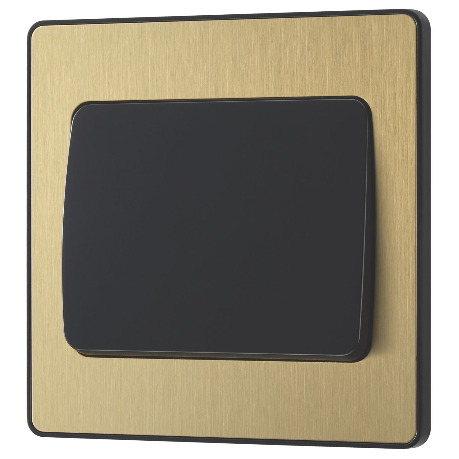 British General Evolve 20A 16AX 1-Gang 2-Way Wide Rocker Light Switch Satin Brass with Black Inserts (893PY)