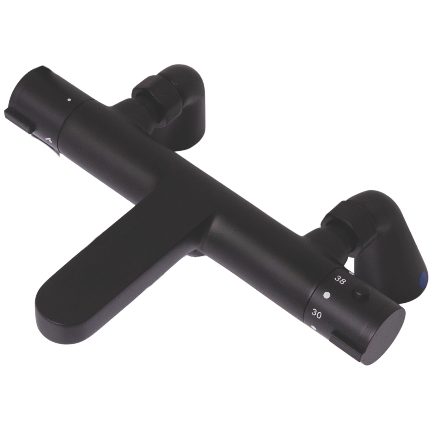 ETAL Orhan Matt Black 40mm Deck Mounted Dual Control Thermostatic Shower Mixer Tap (893VN)