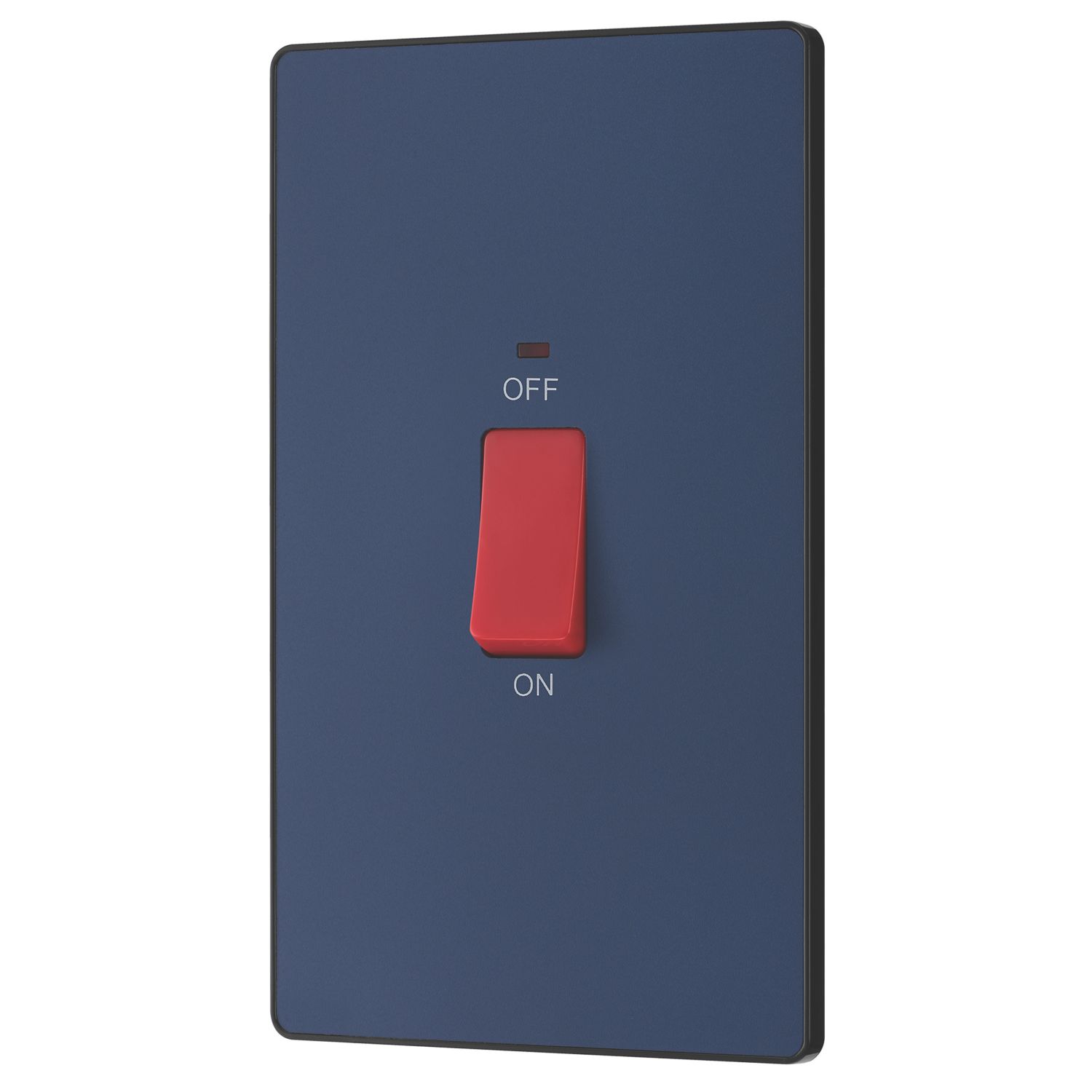British General Evolve 45A 2-Gang 2-Pole Cooker Switch Blue with LED with Black Inserts (894PY)