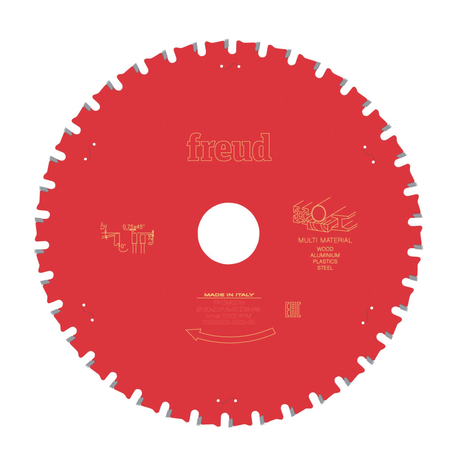 Freud Multi-Material Circular Saw Blade 190mm x 30mm 38T (897KJ)