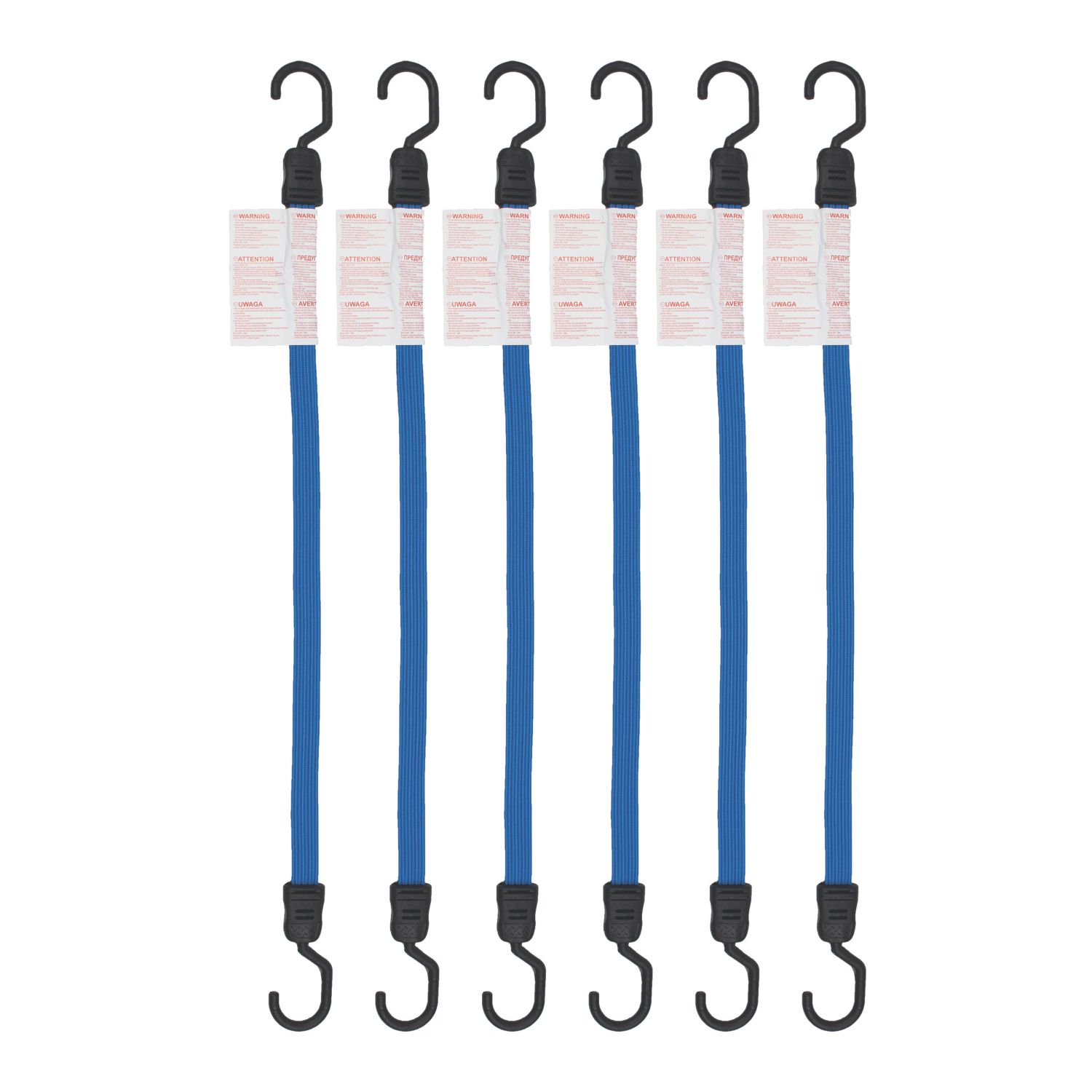 Smith & Locke Flat Bungee Cords 600mm x 18mm 6 Pack (899XT)