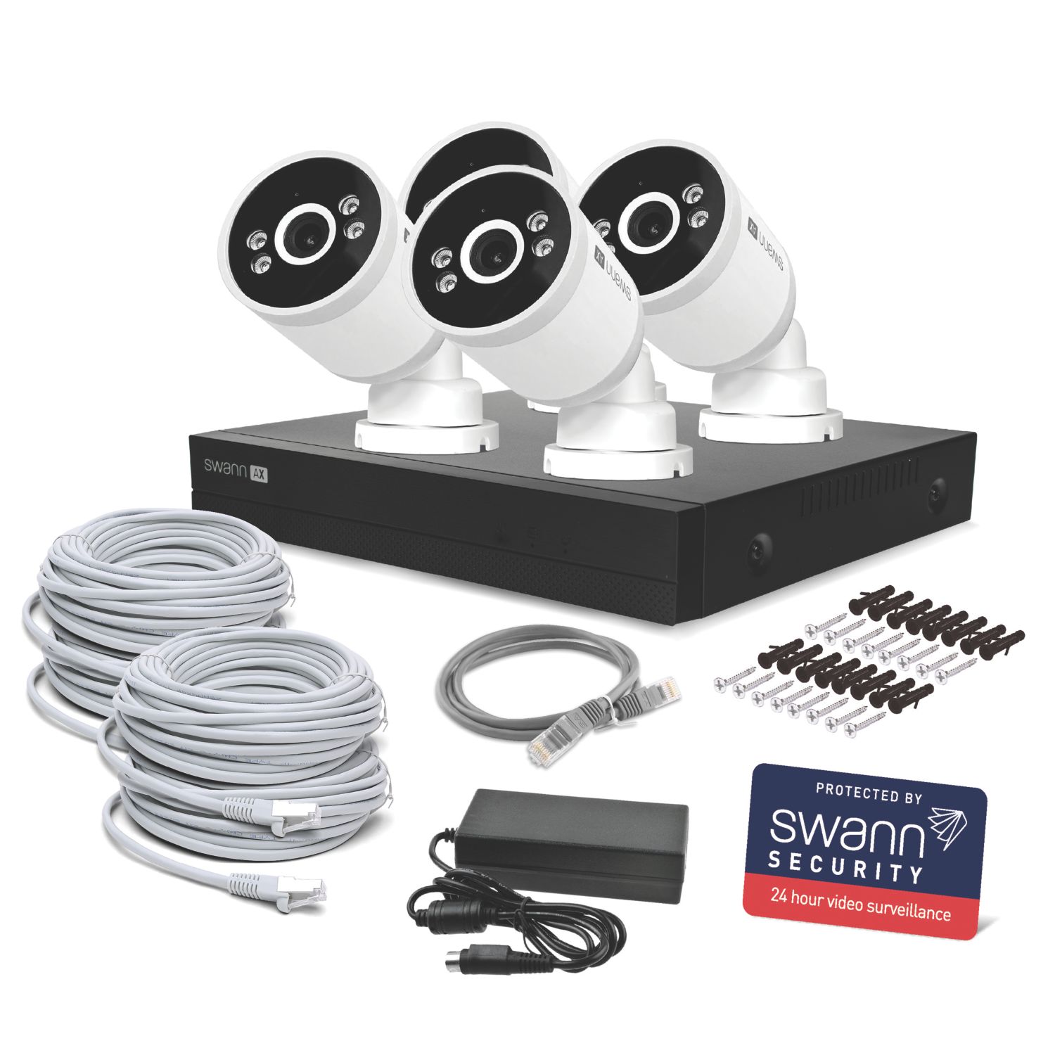 Swann SWNVK-8ADVANX4B-EU 1TB 8-Channel 4K Wired NVR Security System & 4 x 4K Indoor & Outdoor Cameras (900CE)