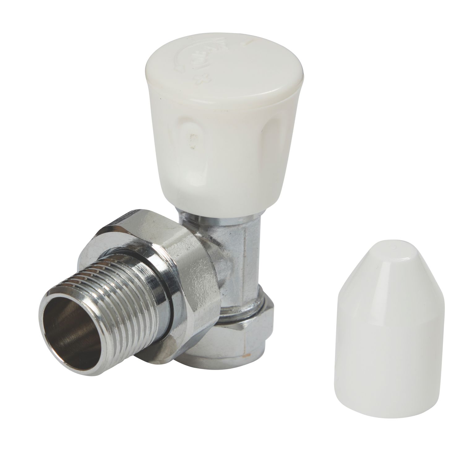Flomasta 15mm x 21mm White/Chrome Angled Modern Manual Radiator Valve Head & Body (901FW)