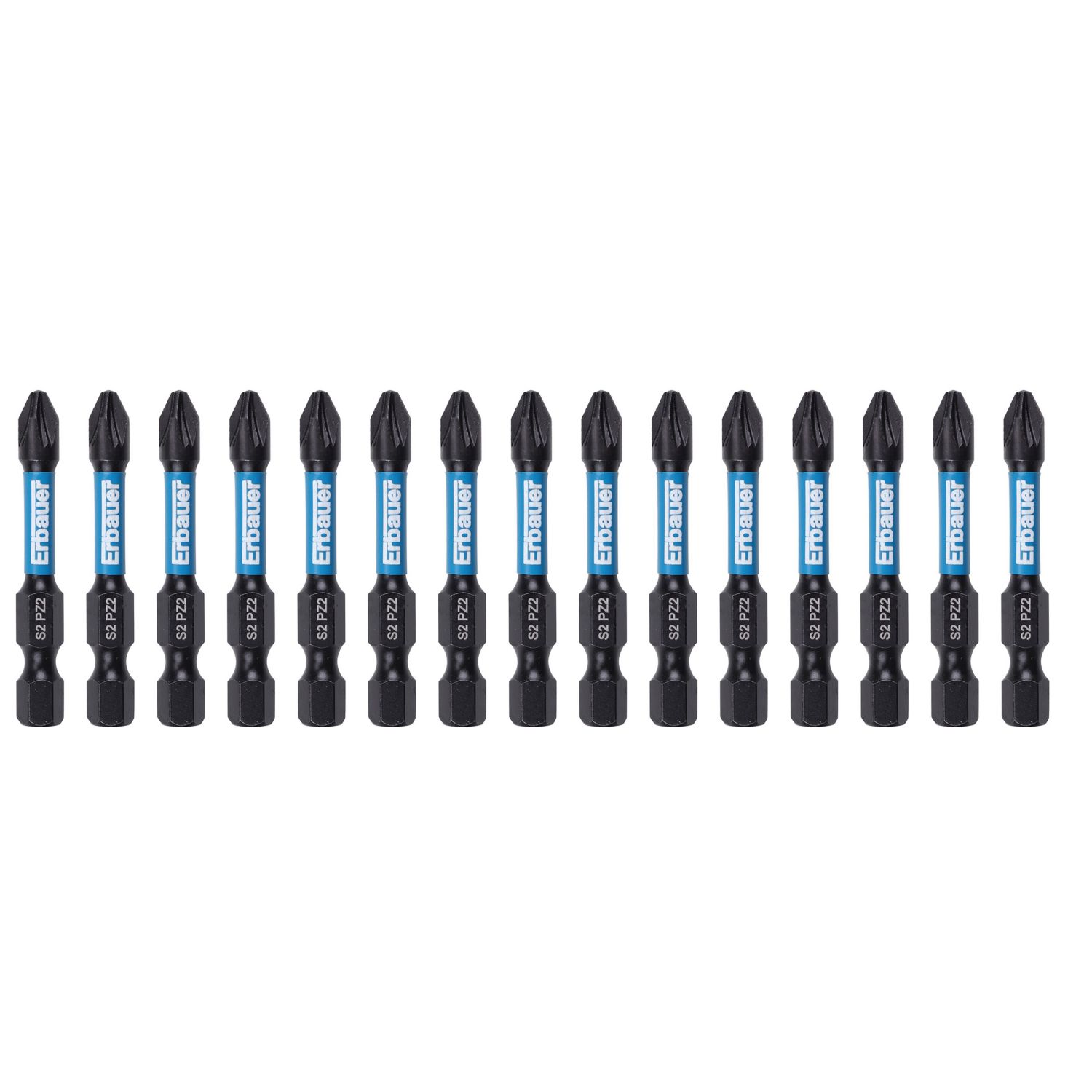 Erbauer 1/4" 50mm Hex Shank PZ2 Screwdriver Bits 15 Pack (901JL)