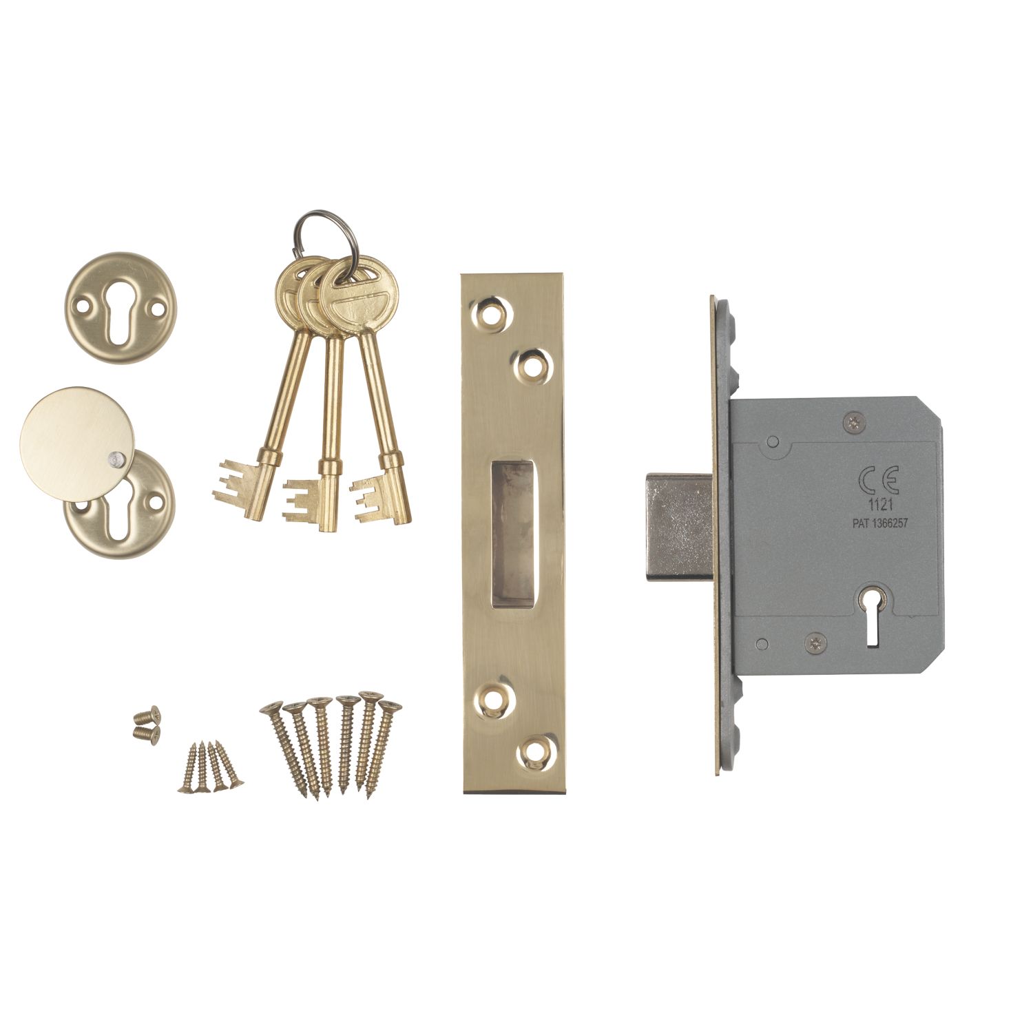 Smith & Locke Fire Rated Stainless Brass BS 5-Lever Mortice Deadlock 65mm Case - 45mm Backset (9026G)
