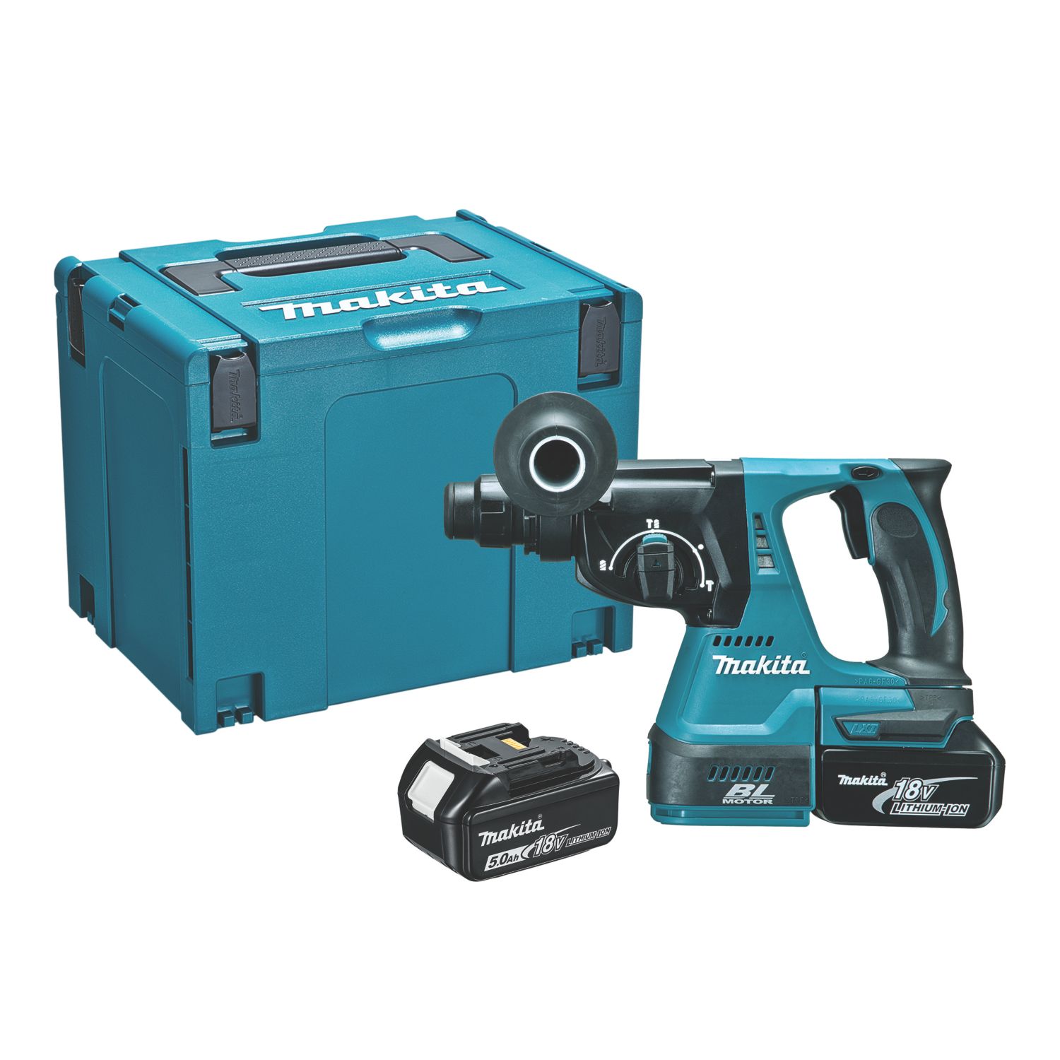 Makita DHR242RTJ 3.9kg 18V 2 x 5.0Ah Li-Ion LXT Brushless Cordless SDS Rotary Hammer Drill (902KG)