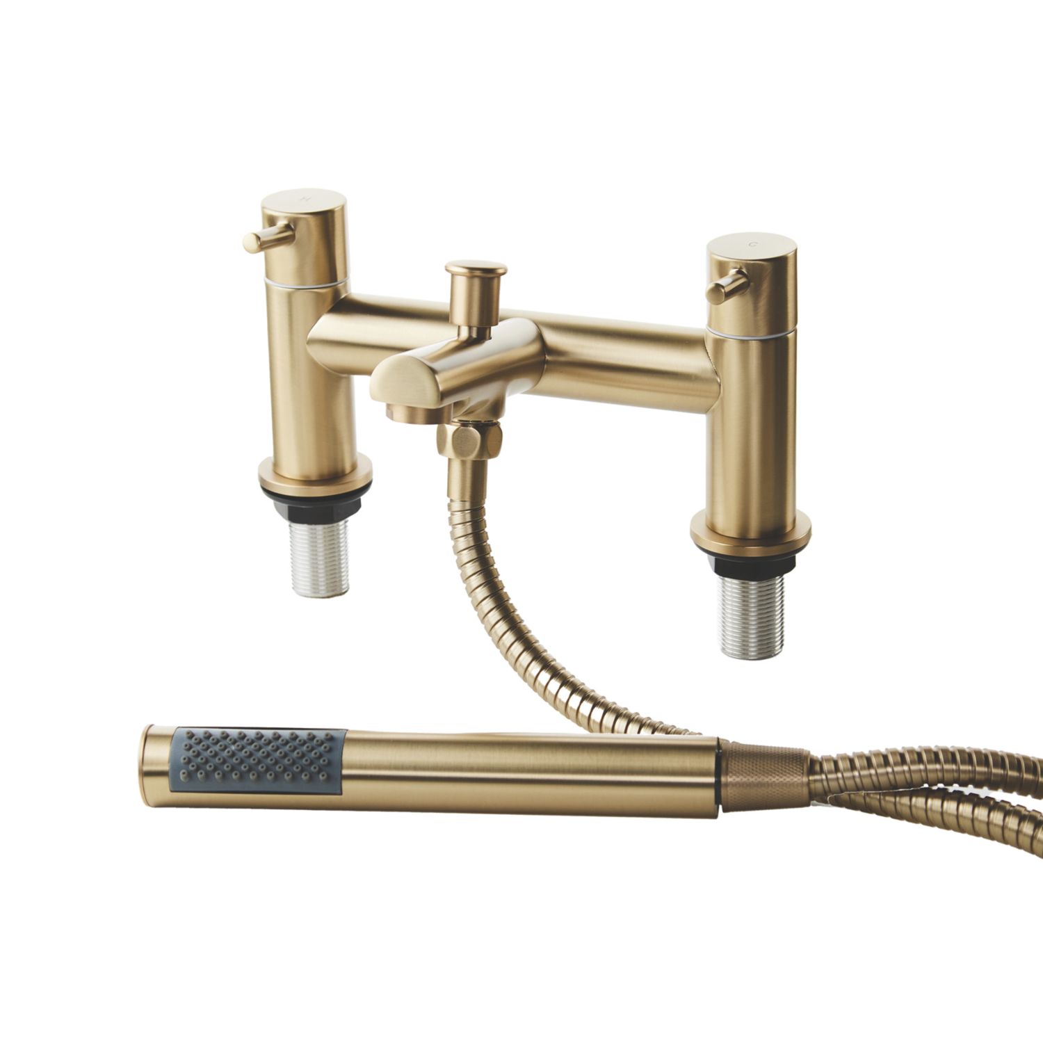 ETAL Juke Brushed Brass 112mm Deck Mounted Dual Control Manual Shower Mixer Tap (902YU)