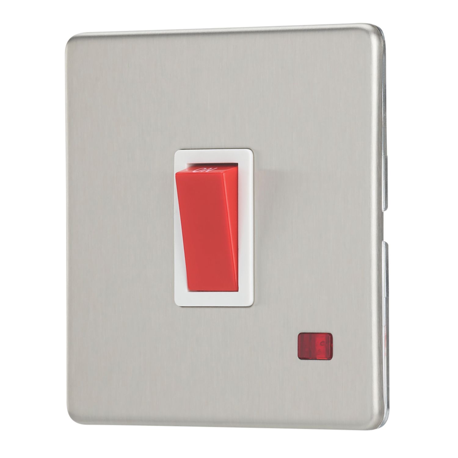 Contactum Lyric 32A 1-Gang DP Control Switch Brushed Steel with Neon with White Inserts (903RR)