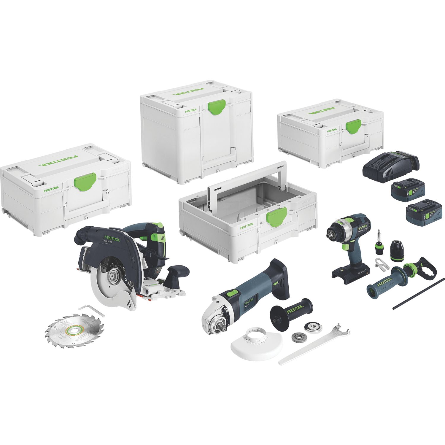 Festool 578029 18V 2 x 5.0Ah Li-Ion Airstream & Bluetooth Brushless Cordless 3 Piece Kit (904VR)