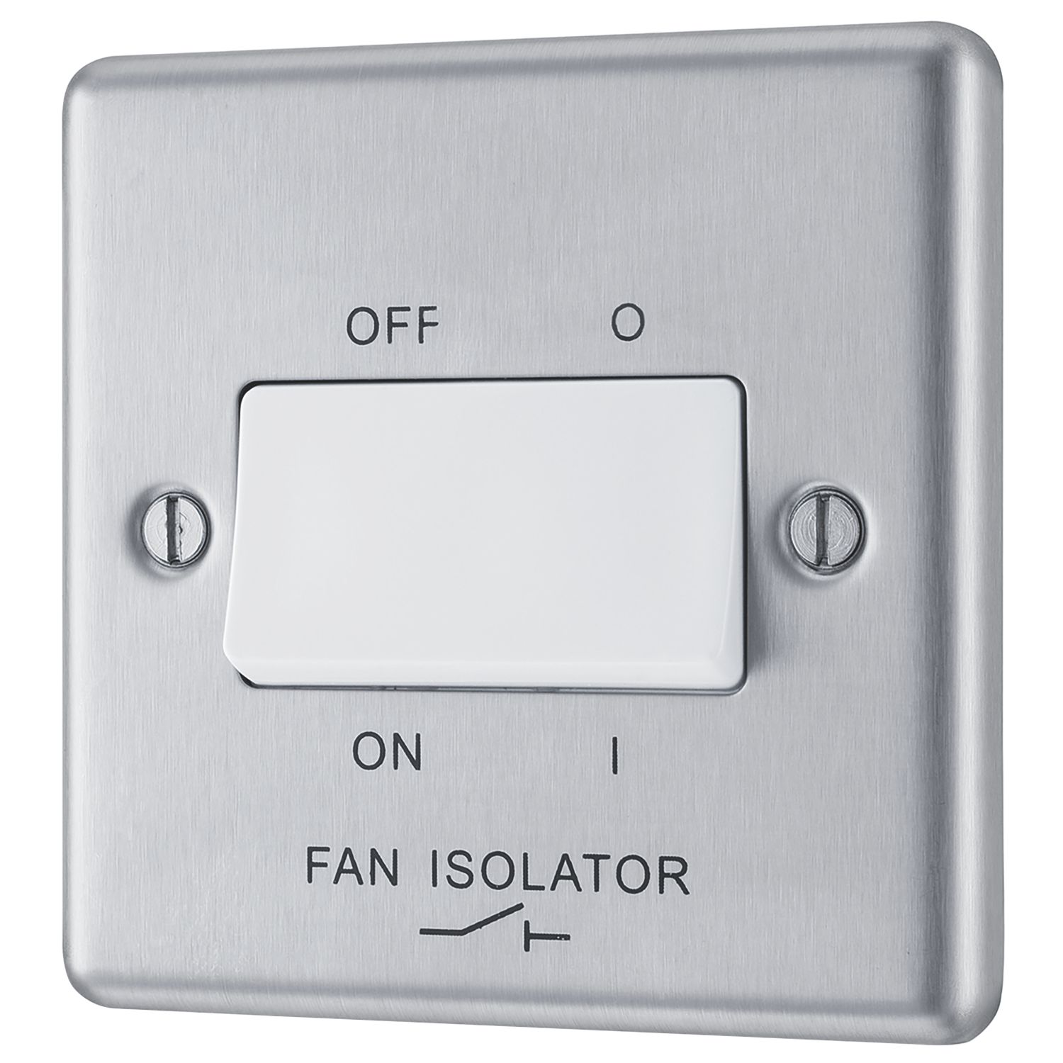 LAP 10AX 1-Gang 3-Pole Fan Isolator Switch Brushed Stainless Steel with White Inserts (90520)