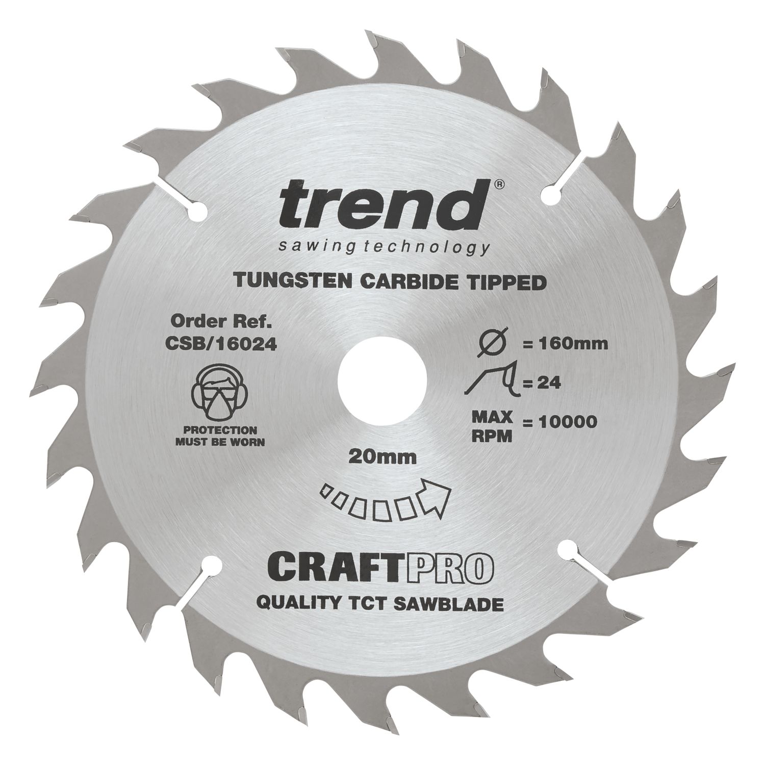Trend CSB/16024 Wood Circular Saw Blade 160mm x 20mm 24T (905XG)