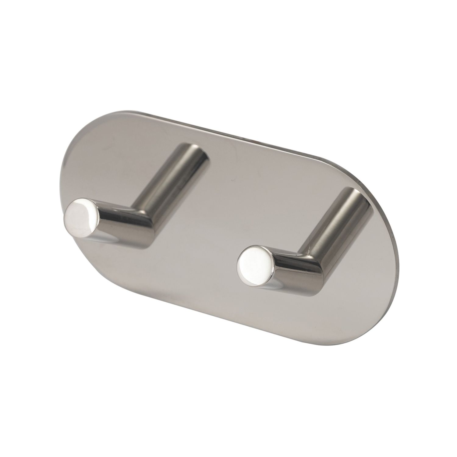 Eclipse 2-Hook Angled Coat Rail Polished Stainless Steel 96mm x 48mm (906KW)