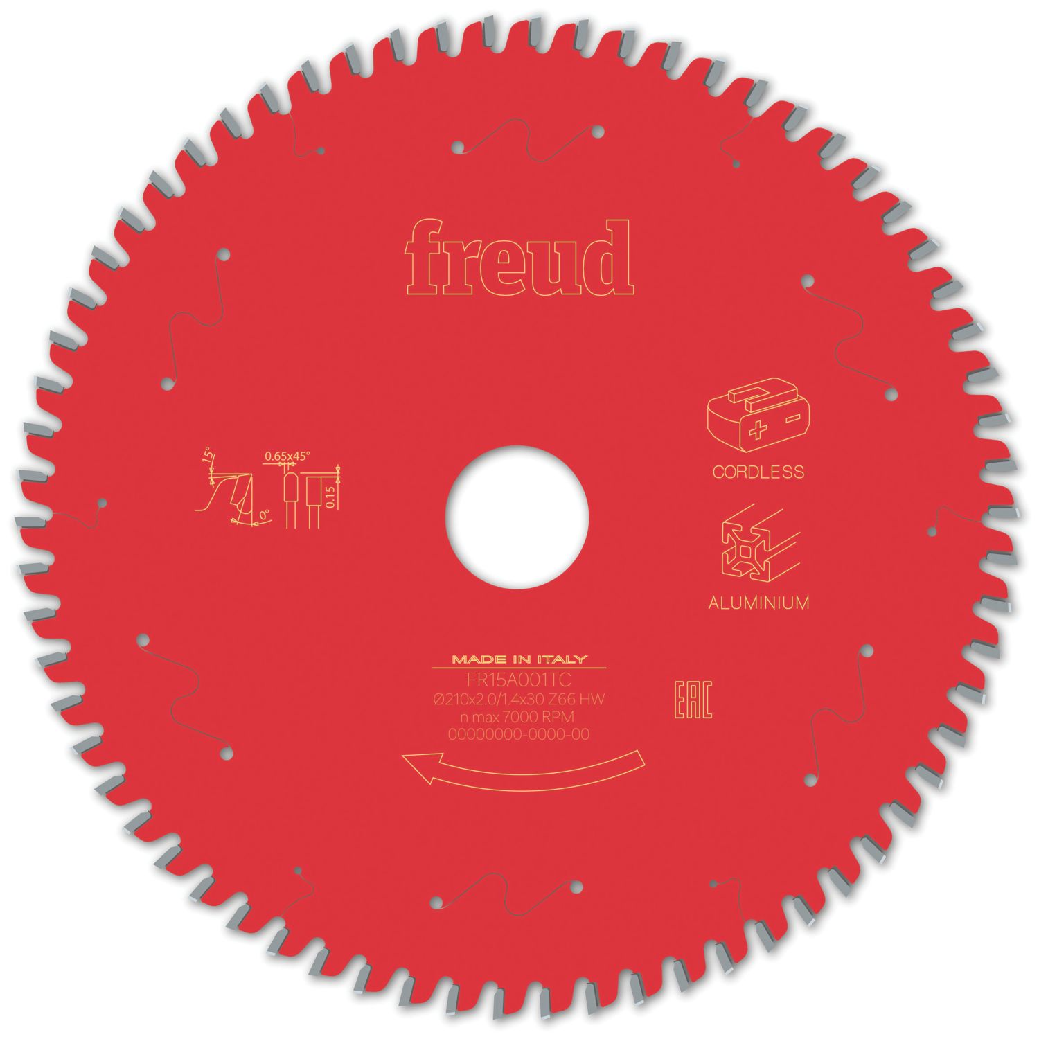 Freud F03FS10092 Aluminium/Plastic Circular Saw Blade 210mm x 30mm 66T (906VV)