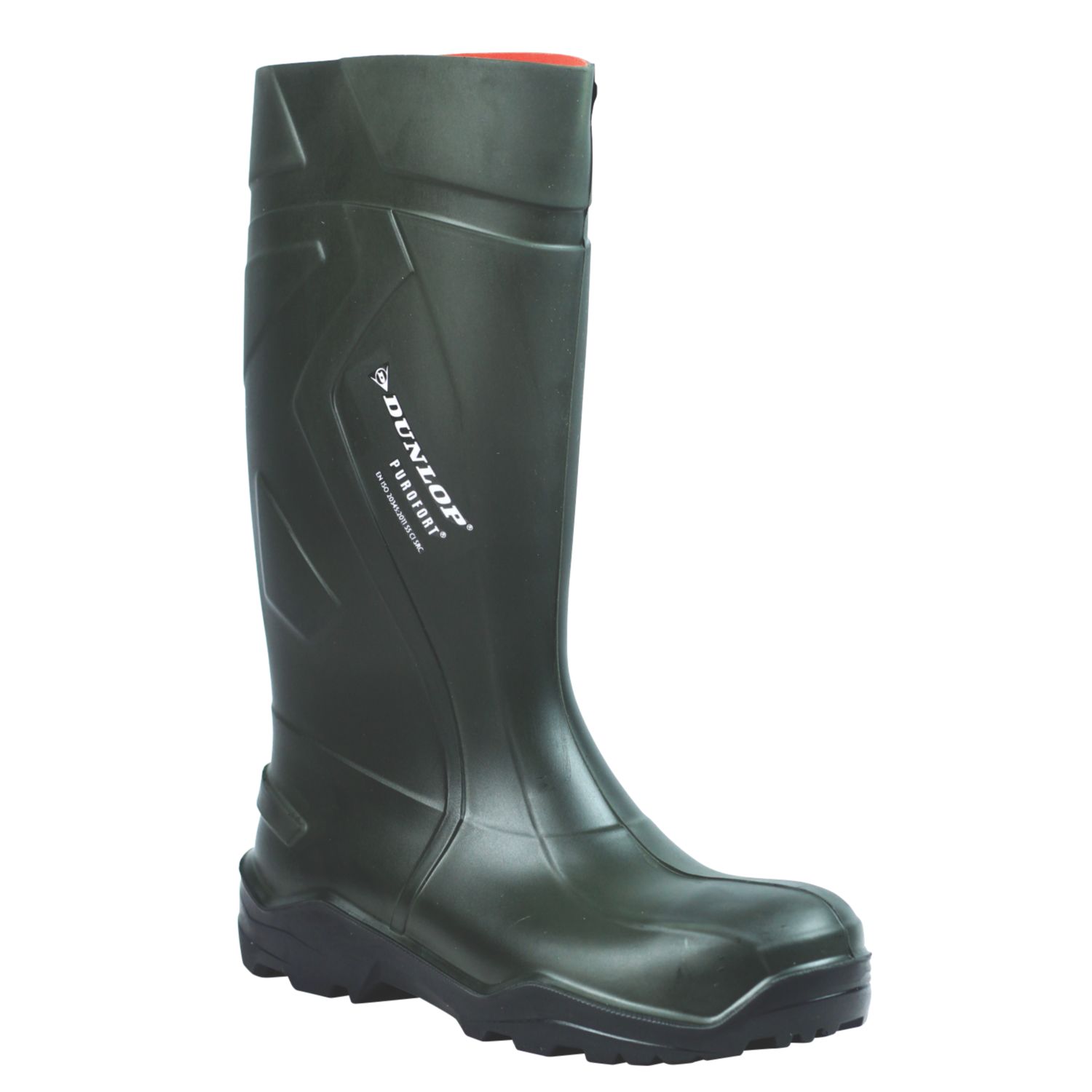 Dunlop Purofort+ Size 10 Green Steel Toe Cap Safety Wellies (90785)