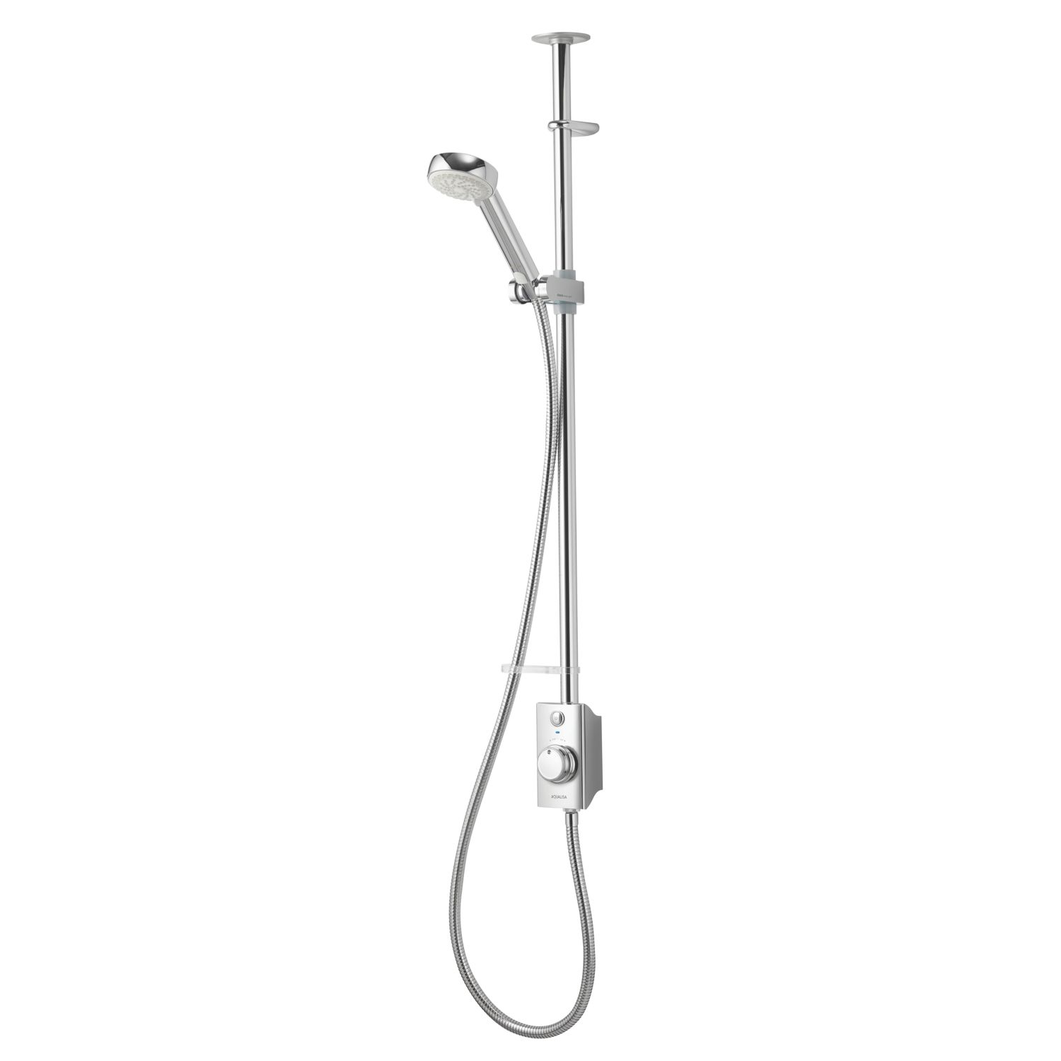 Aqualisa Visage Q HP/Combi Ceiling-Fed Chrome Thermostatic Single Outlet Exposed Smart Shower with Adjustable Head (907AJ)