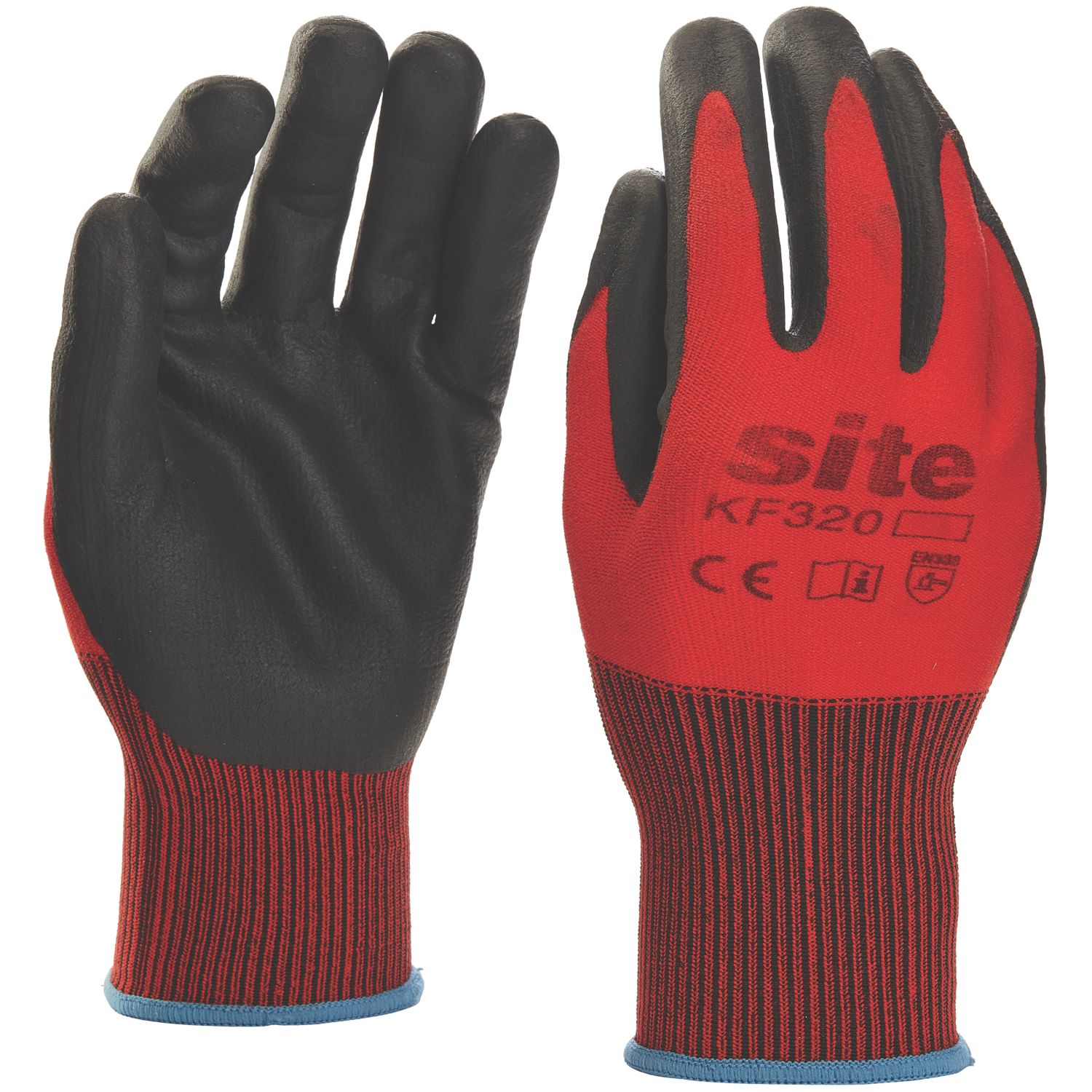 Site Nitrile Foam Coated Gloves Red/Black Large (907FR)