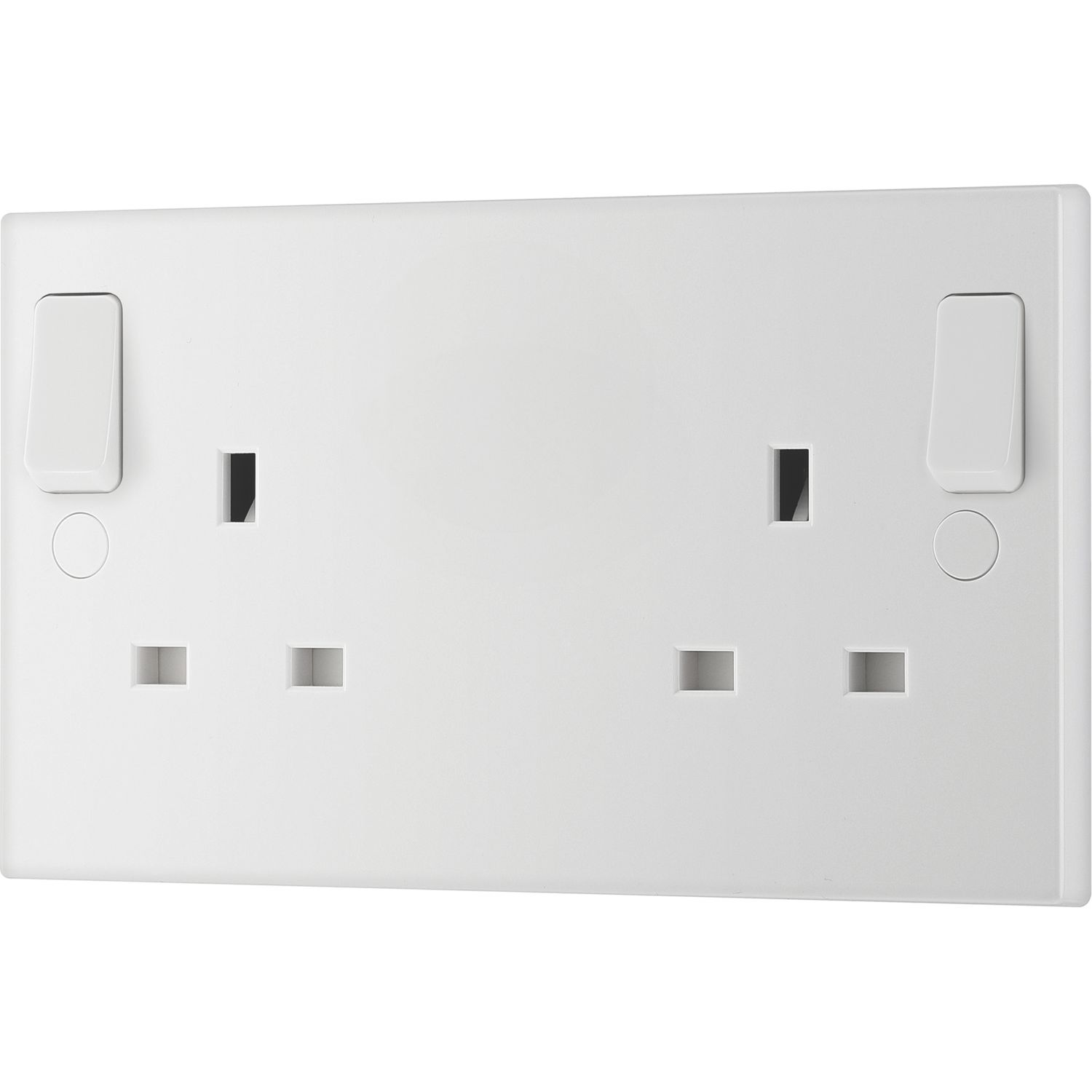 British General 900 Series 13A 2-Gang DP Switched Plug Socket White (91002)