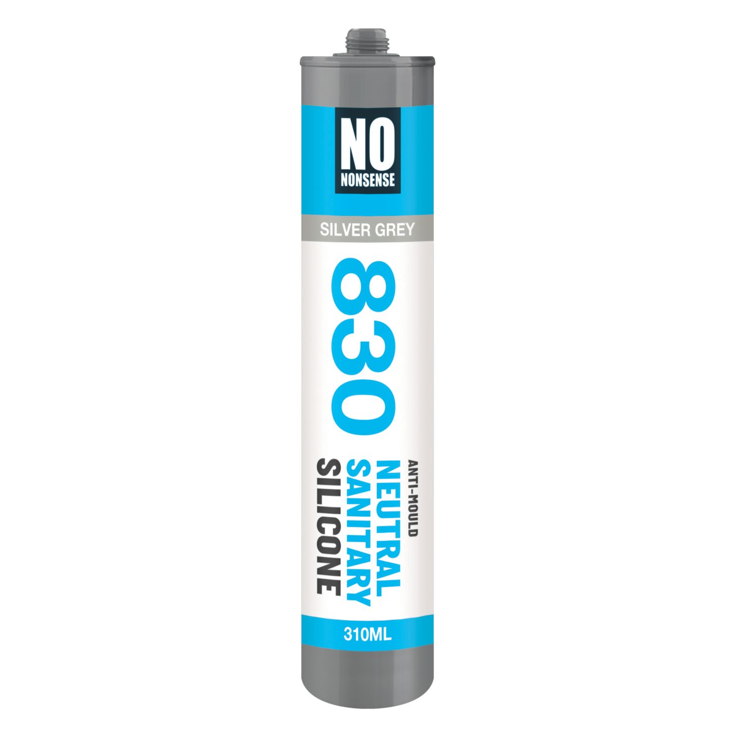 No Nonsense 830 Anti-Mould Neutral Sanitary Silicone Sealant Silver Grey 310ml (910RU)