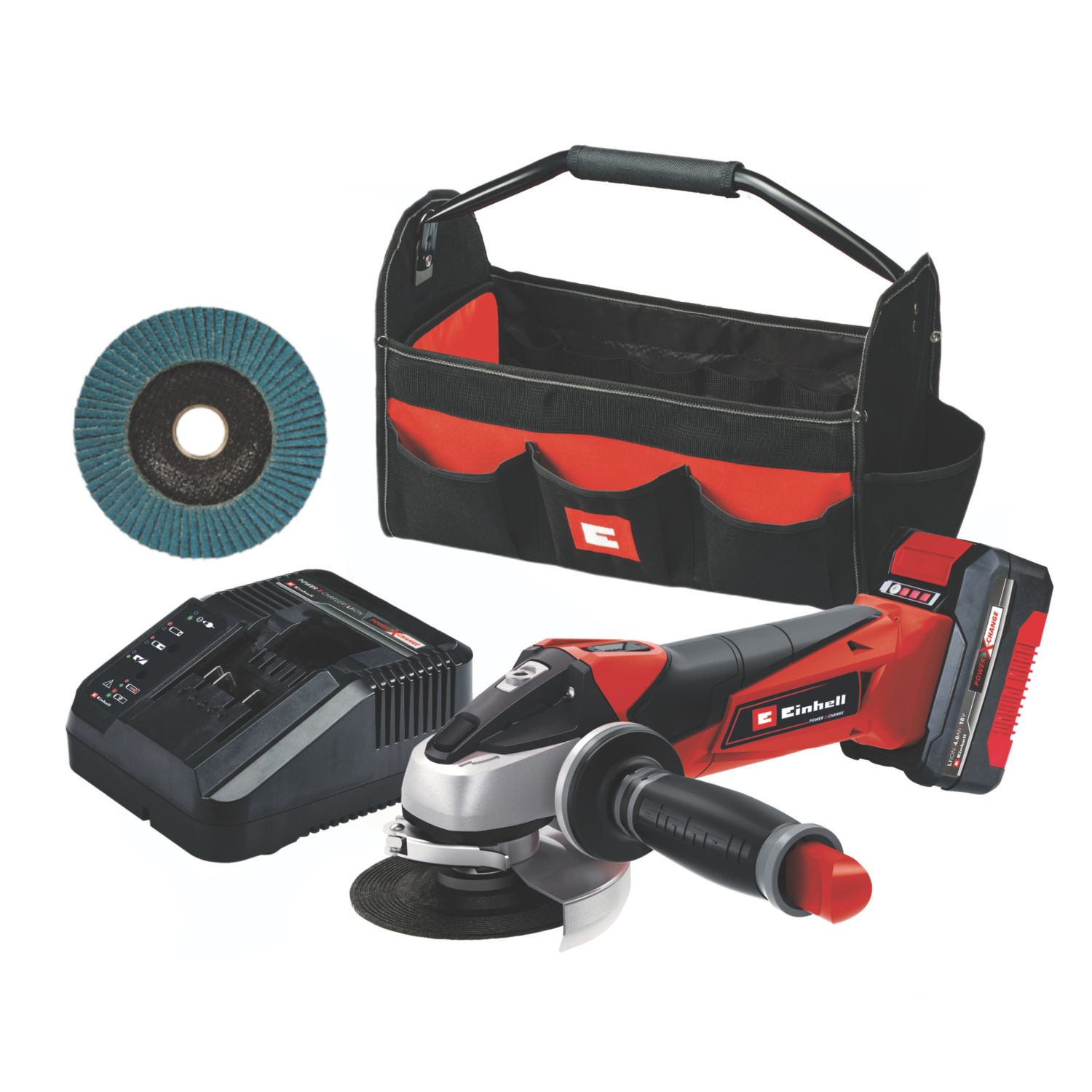 Einhell TE-AG 18/115 Li 18V 1 x 4.0Ah Li-Ion Power X-Change 4.5" Cordless Angle Grinder (910TH)