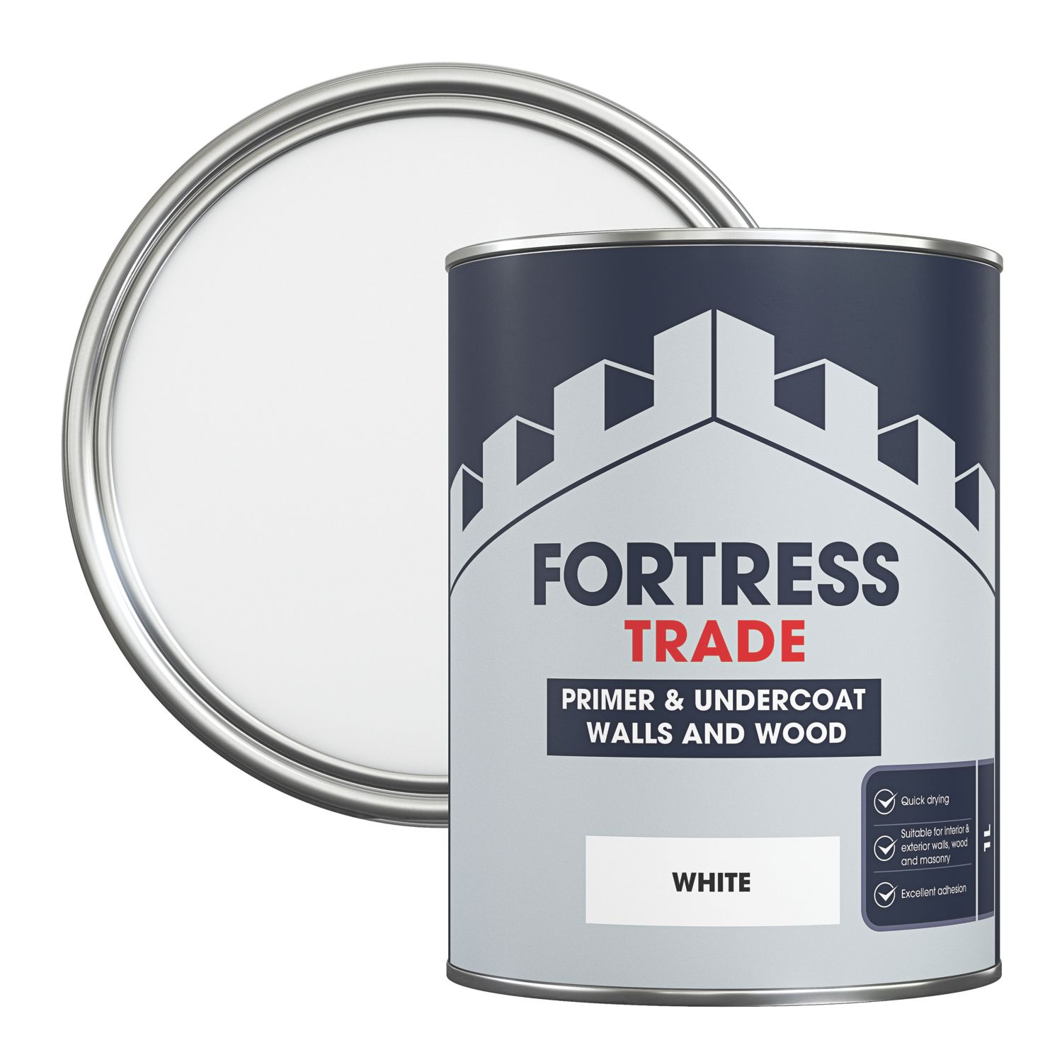 Fortress Trade 1Ltr White Matt Interior & Exterior Multi Surface Primer Undercoat (911JM)