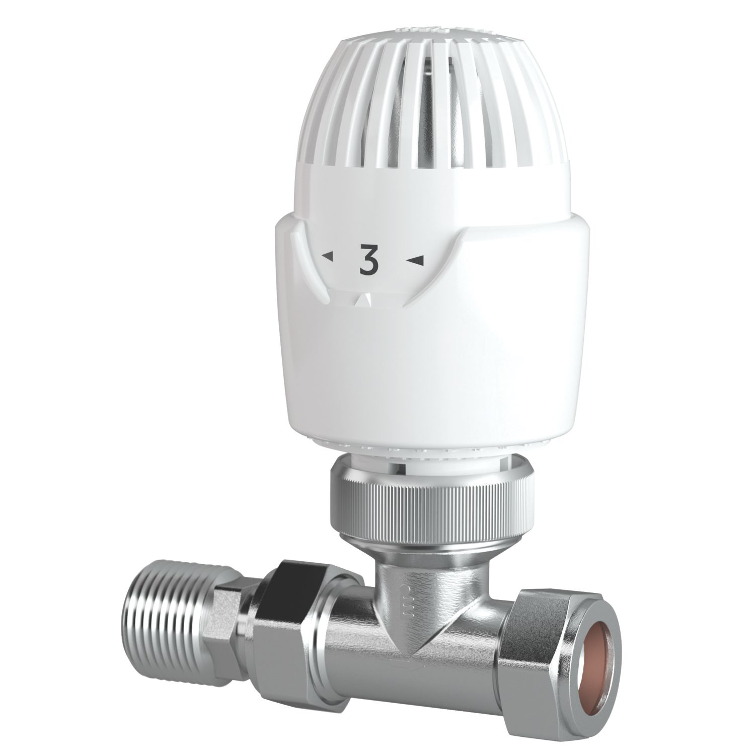 Drayton RT212 15mm x 1/2" White/Chrome Straight Traditional Thermostatic Radiator Valve Head & Body (912HG)