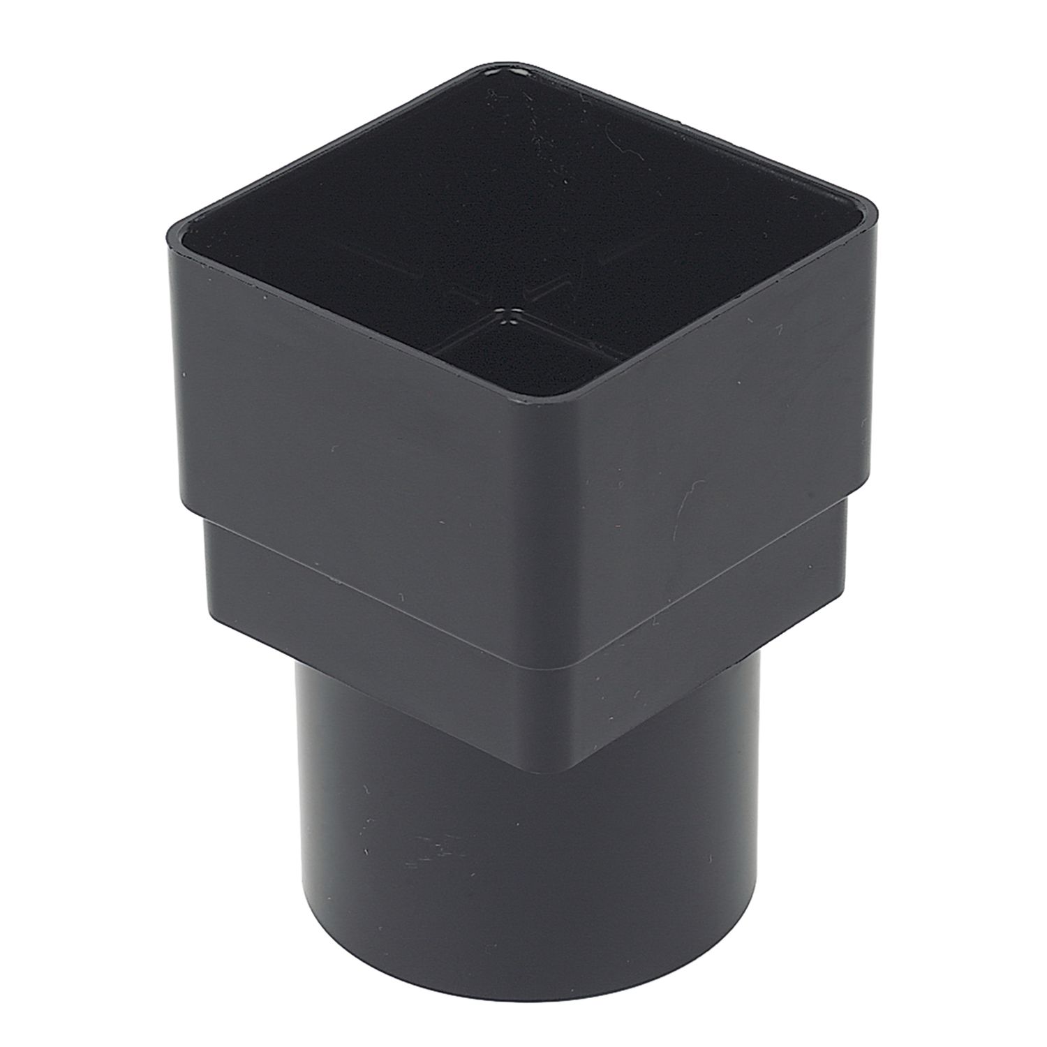 FloPlast Square to Round Rainwater Downpipe Connector Black 65mm (91358)