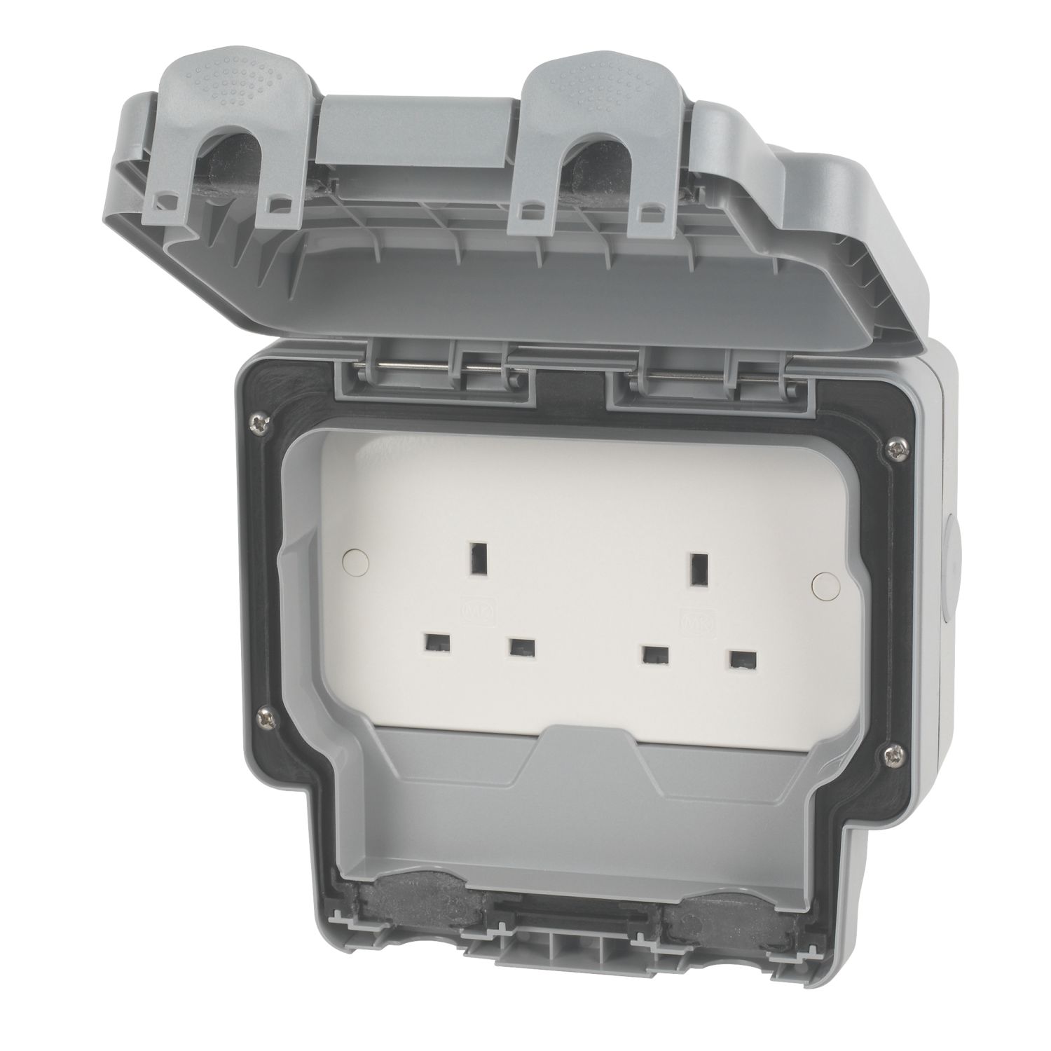 MK Masterseal Plus IP66 13A 2-Gang Weatherproof Outdoor Unswitched Socket (91361)