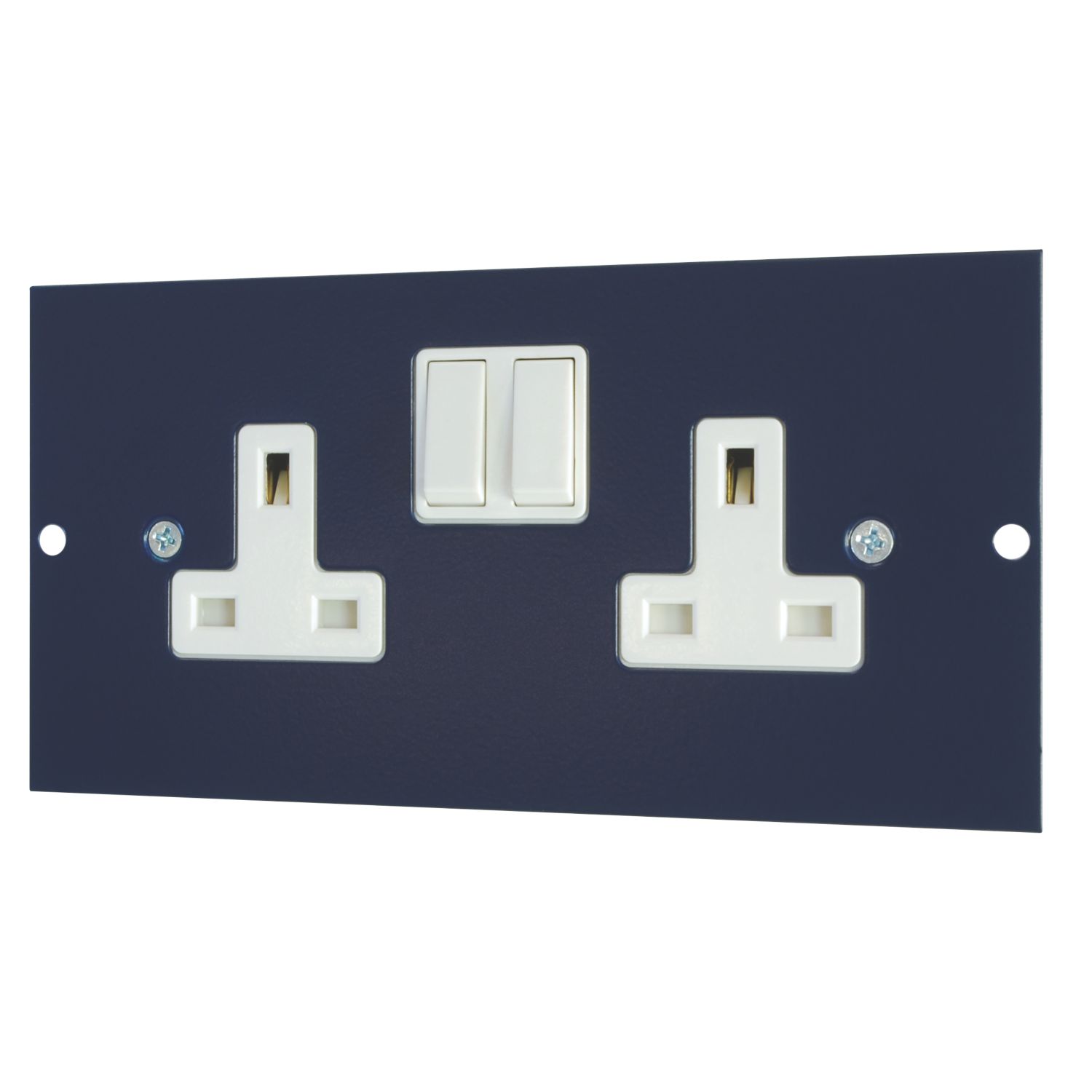 Schneider Electric 13A 2-Gang 2-Pole Switched Floor Box Blue with White Inserts (91398)