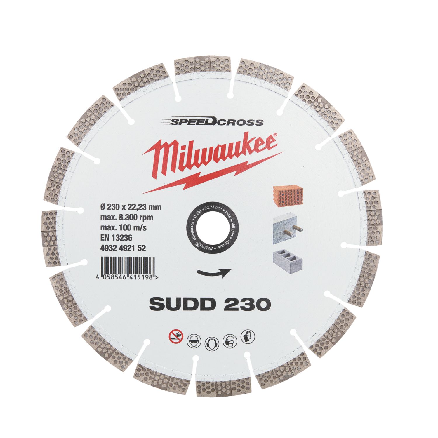 Milwaukee Speedcross SUDD Multi-Material Diamond Blade 230mm x 22.23mm (913GE)