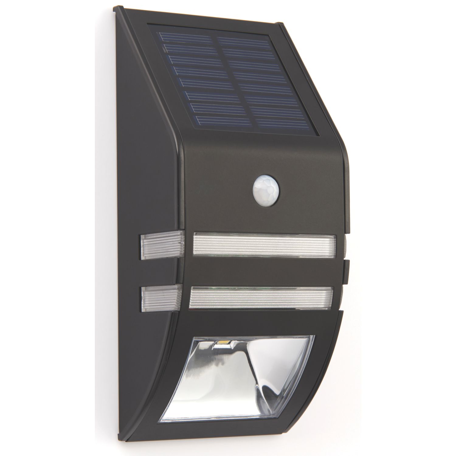 LAP Outdoor LED Solar Bulkhead With PIR Sensor Matt Black 40lm (9162F)